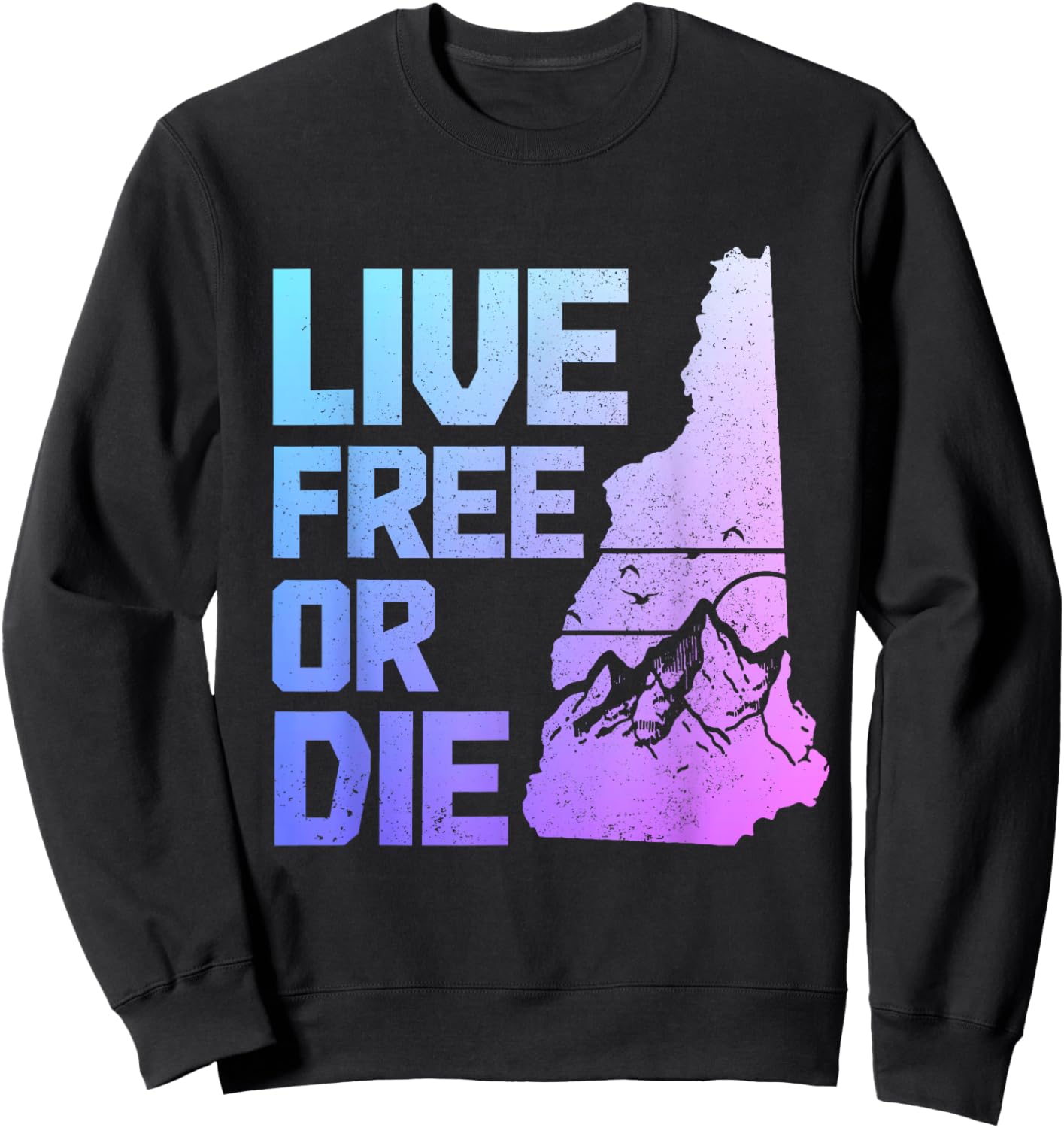 New Hampshire Live Free Or Die Vintage Mountains Pride Sweatshirt - Sweatshirt | Black
