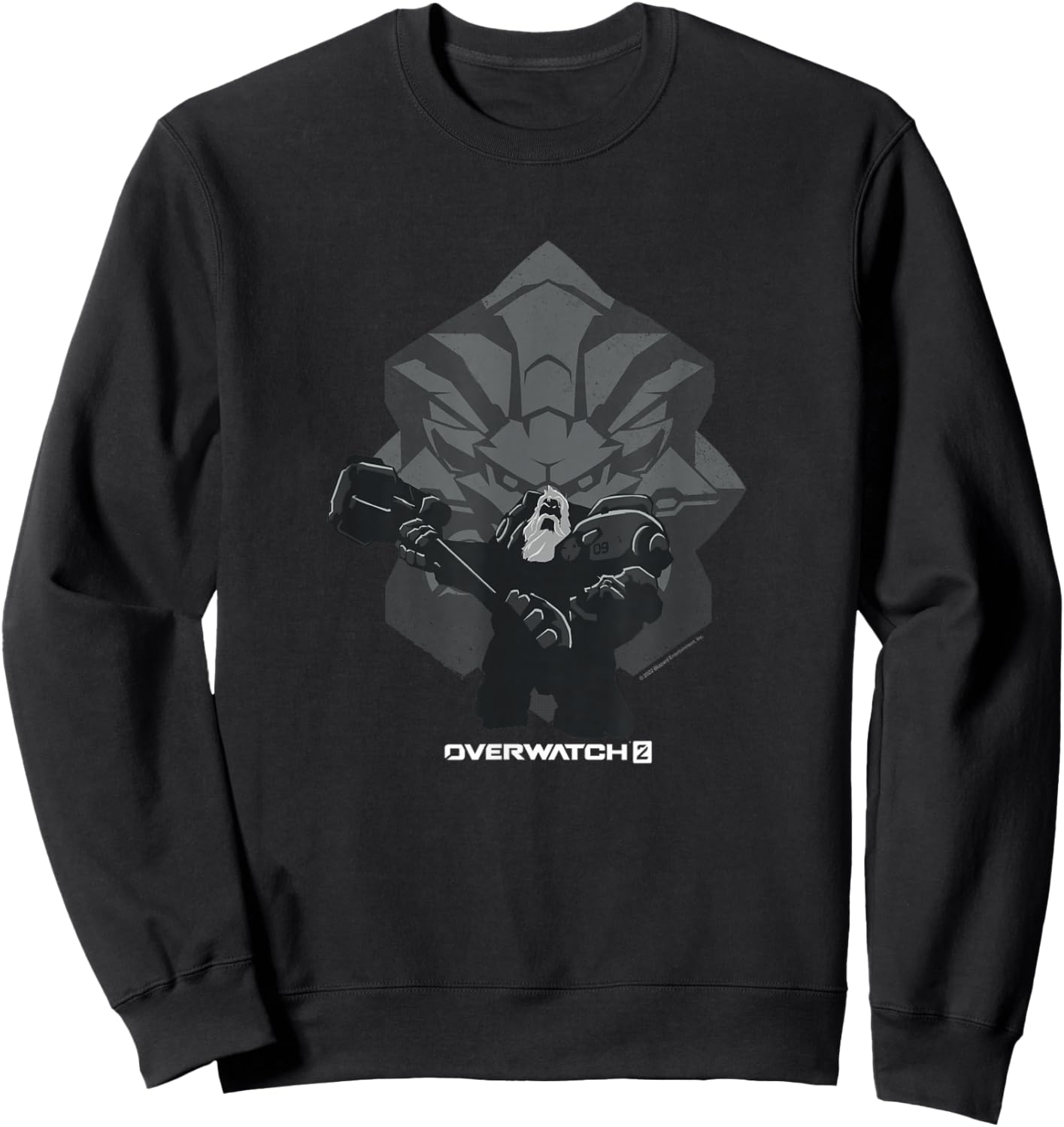 Overwatch 2 Powerful Strong Reinhardt Silhouette Chest Logo Sweatshirt - Sweatshirt | Black