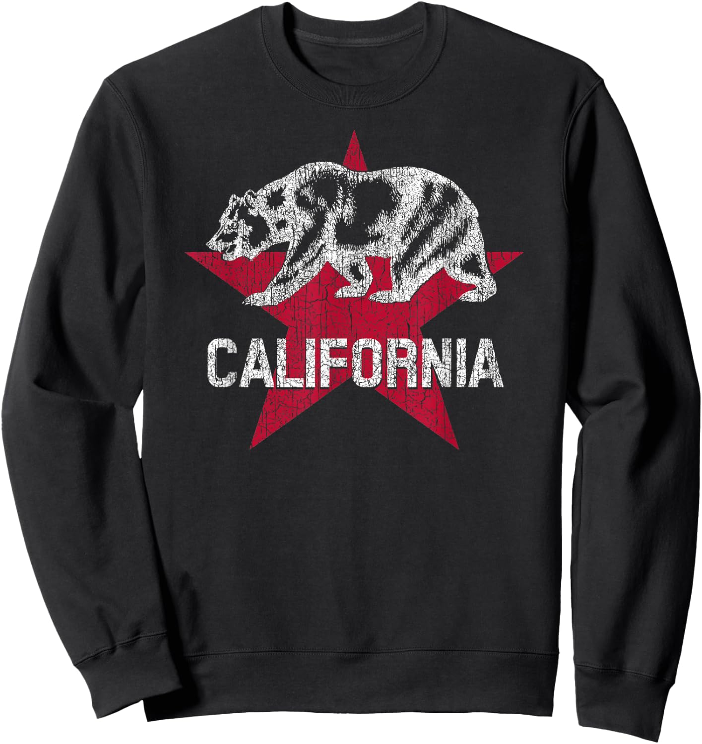 California Republic Flag Distressed Bear Sweatshirt - Sweatshirt | Black