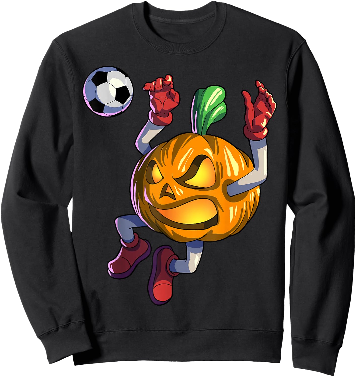 Soccer Pumpkin Halloween Men Boys Soccer Halloween Sweatshirt - Sweatshirt | Black