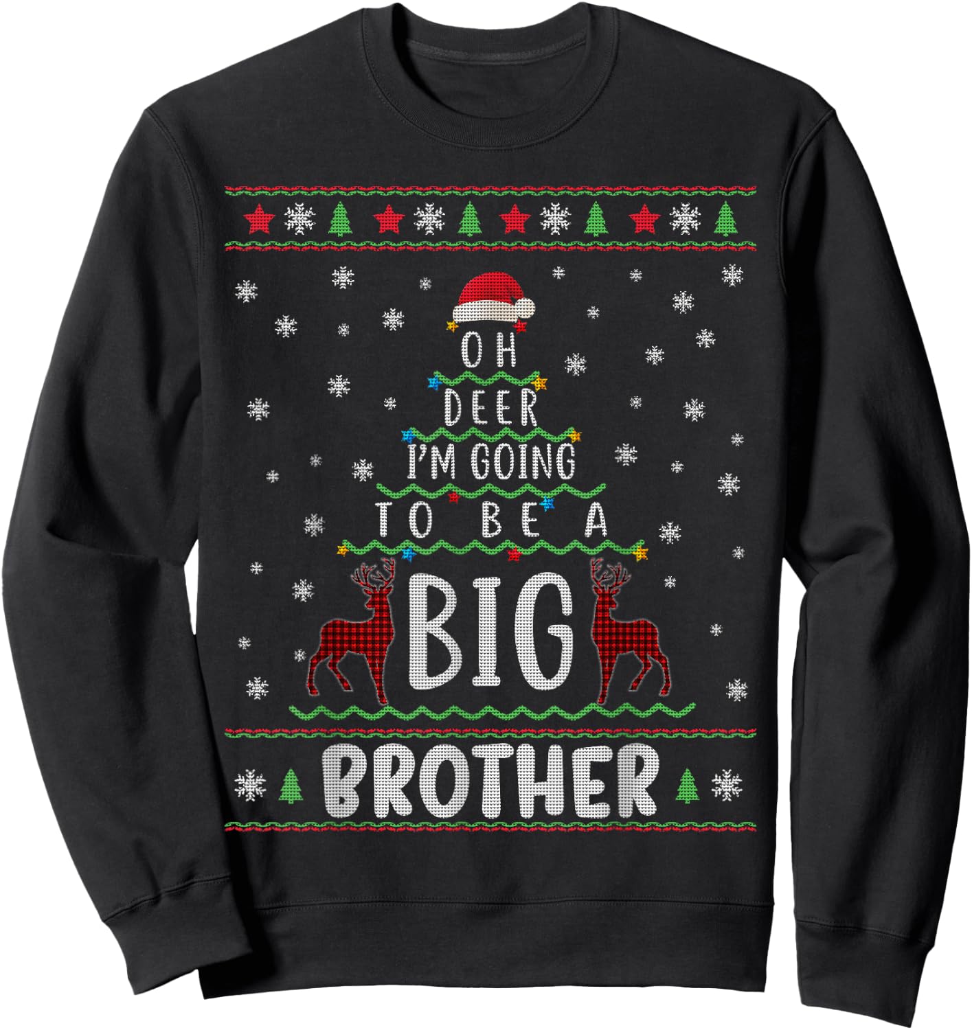 Oh Deer I'm Going To Be A Big Brother Christmas Sweatshirt - Sweatshirt | Black
