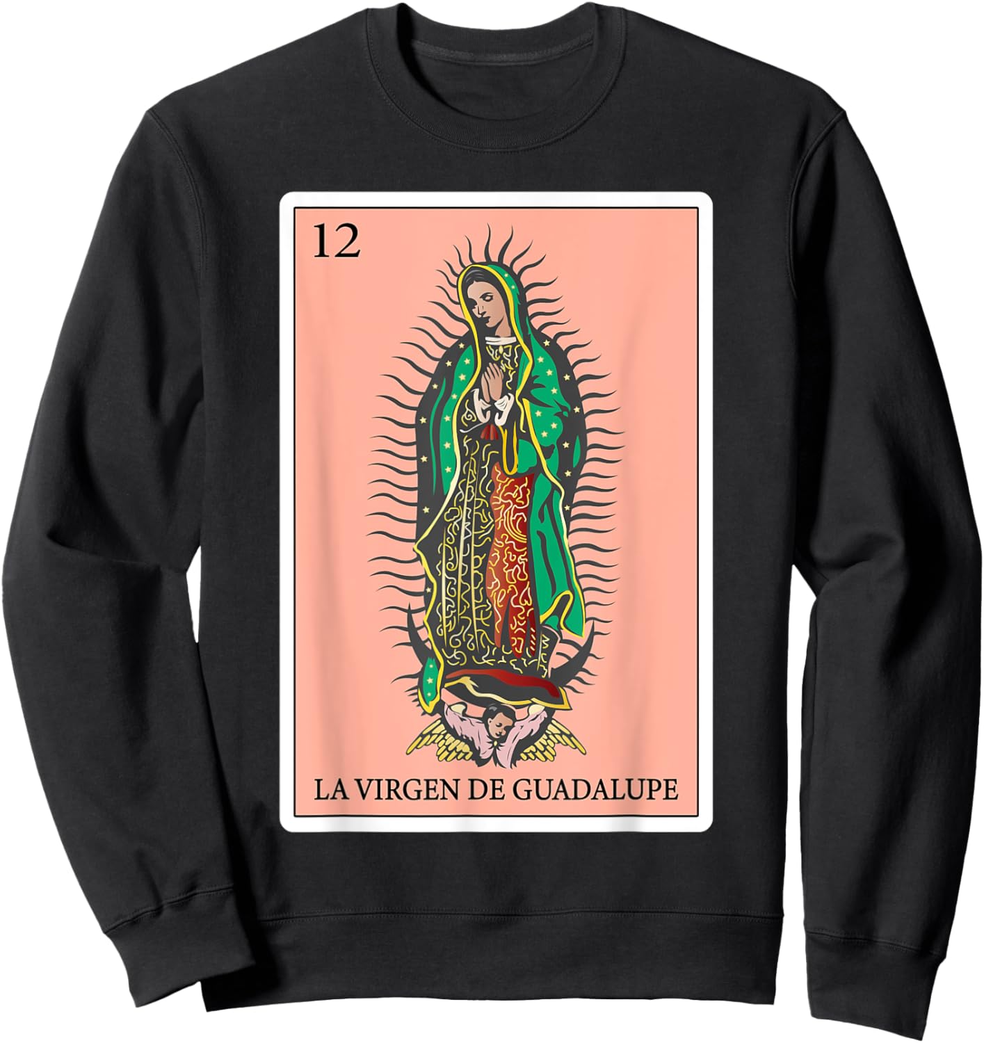 Gifts Spanish-Mexican Bingo Card - La Virgen de Guadalupe Sweatshirt - Sweatshirt | Black