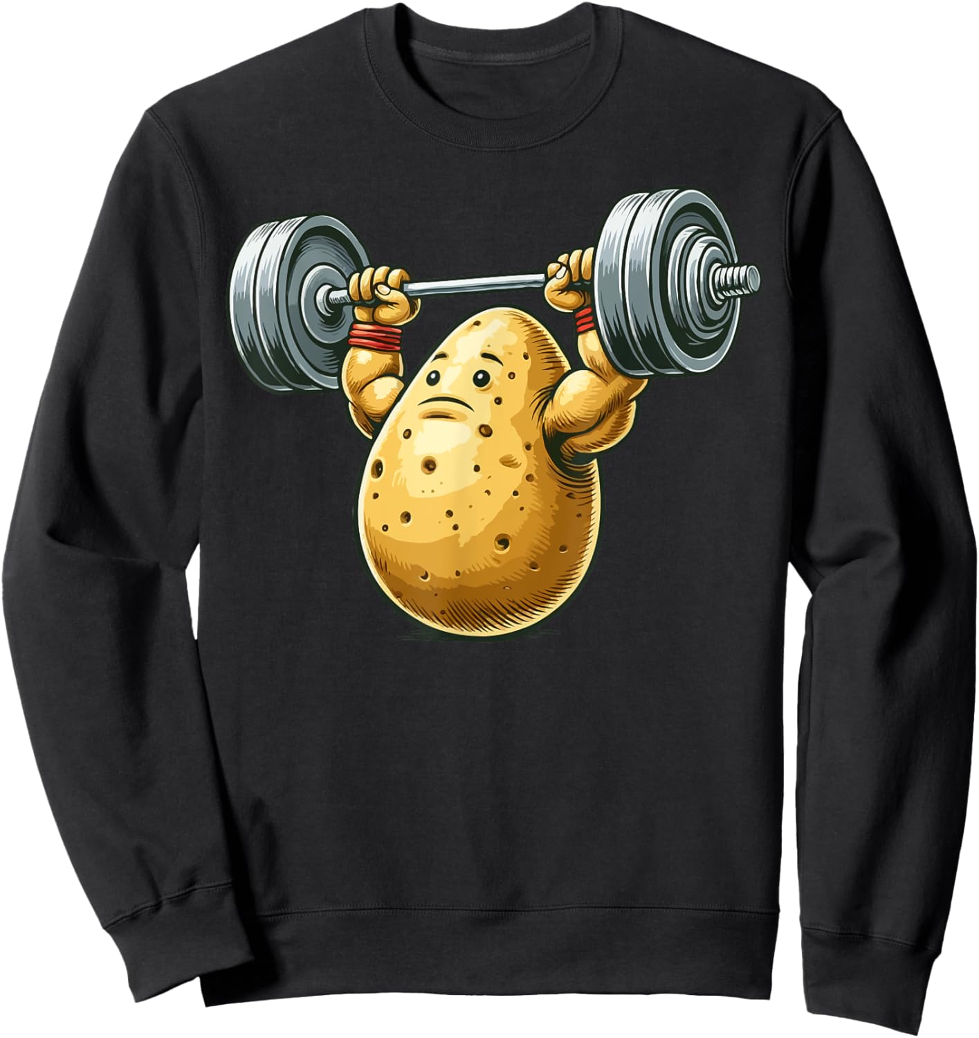 Funny Potato Weightlifting Artwork Funny Weightlifting Sweatshirt - Sweatshirt | Black