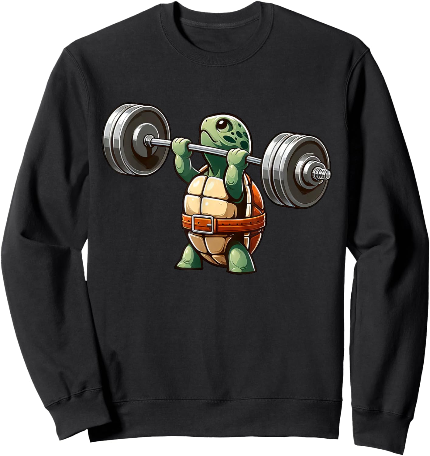 Turtle Weightlifter Strong Workout Gym Sweatshirt - Sweatshirt | Black
