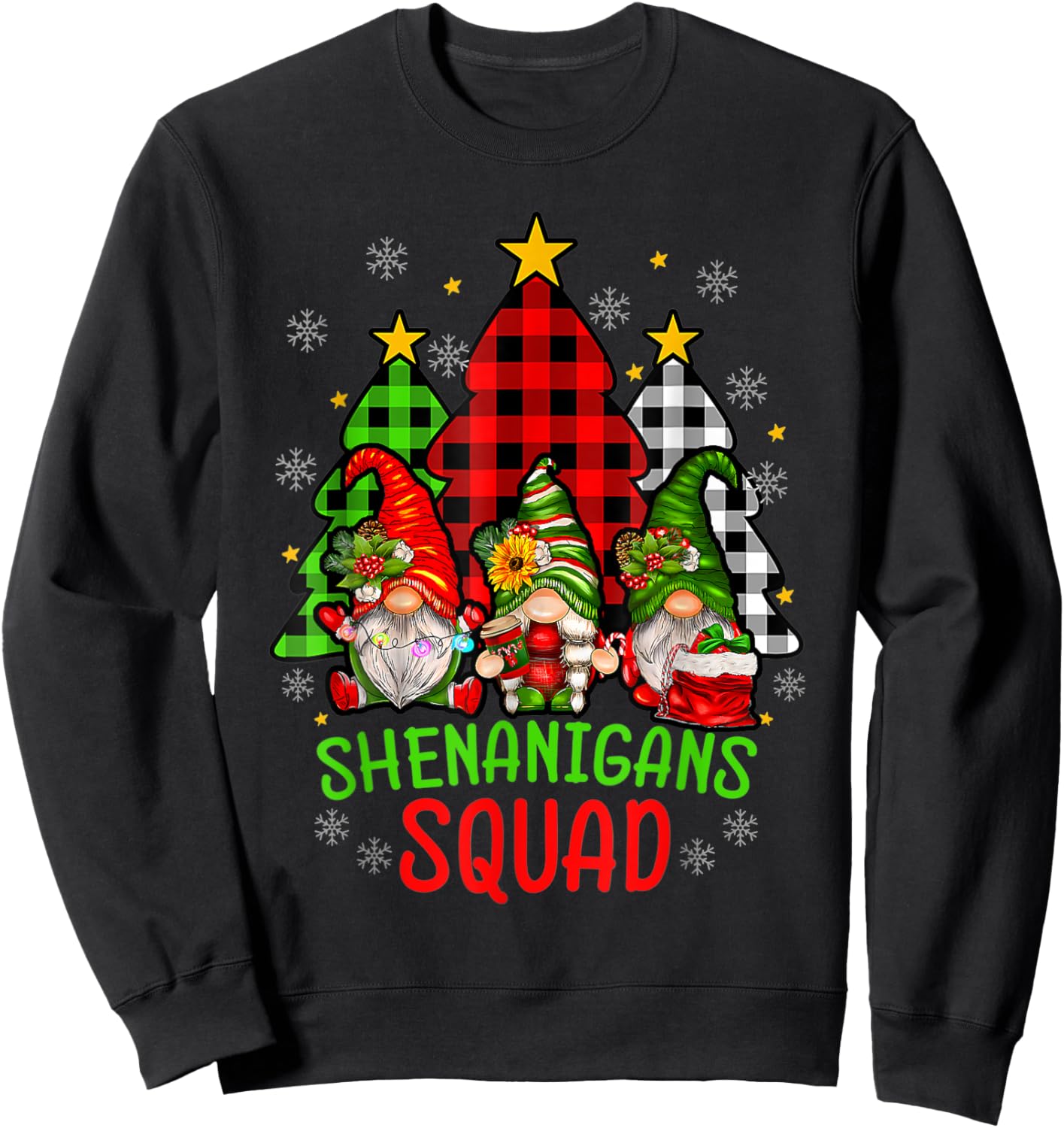 Shenanigans Squad Christmas Gnomes Matching Family Gnome Sweatshirt - Sweatshirt | Black