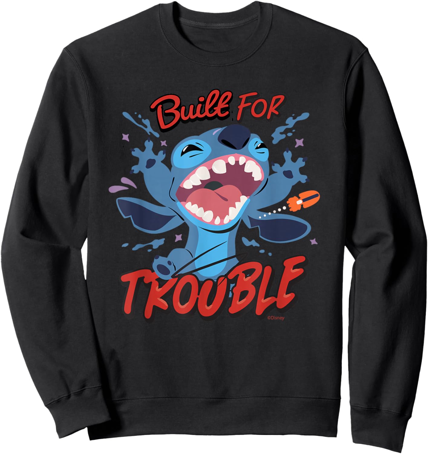 Disney Stitch Built for Trouble Sweatshirt - Sweatshirt | Black
