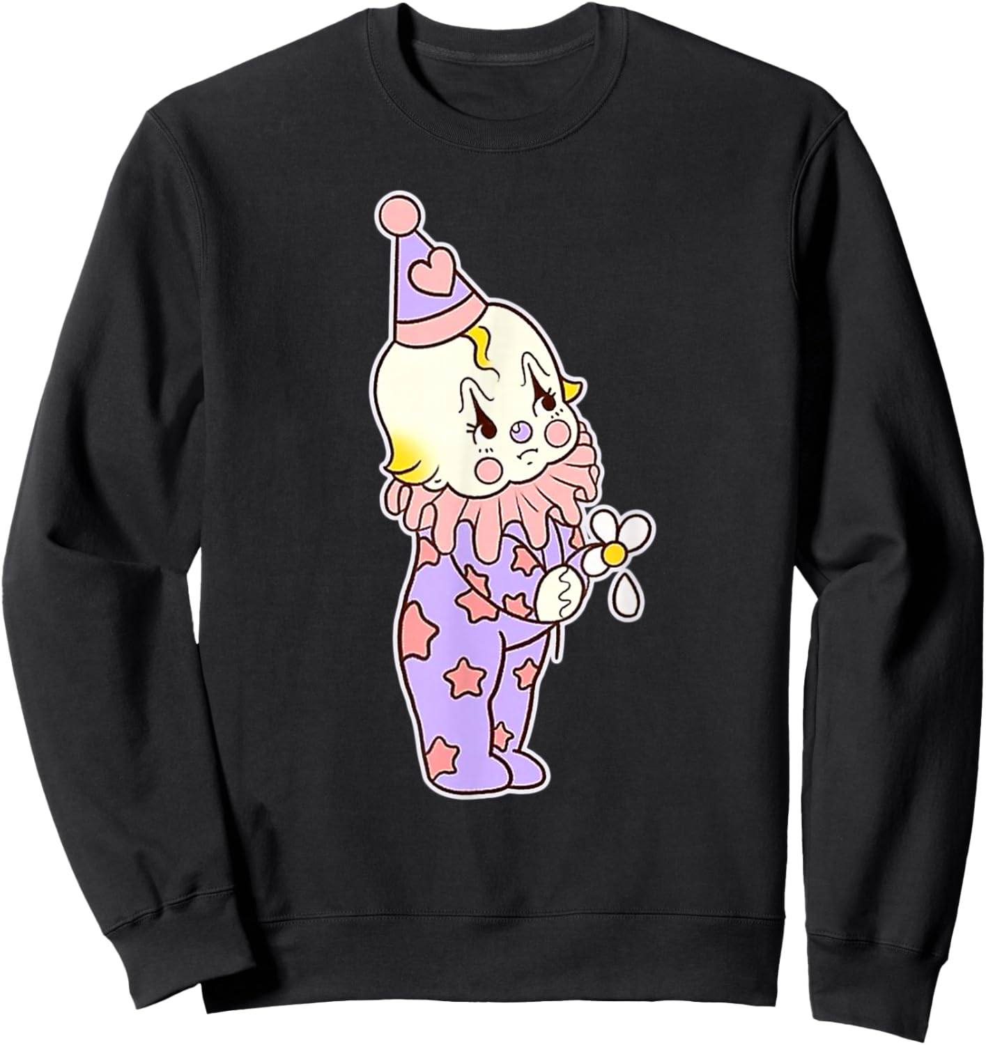 Kewpie Baby Sad Circus Clown Flower Tattoo Flash Sweatshirt - Sweatshirt | Black