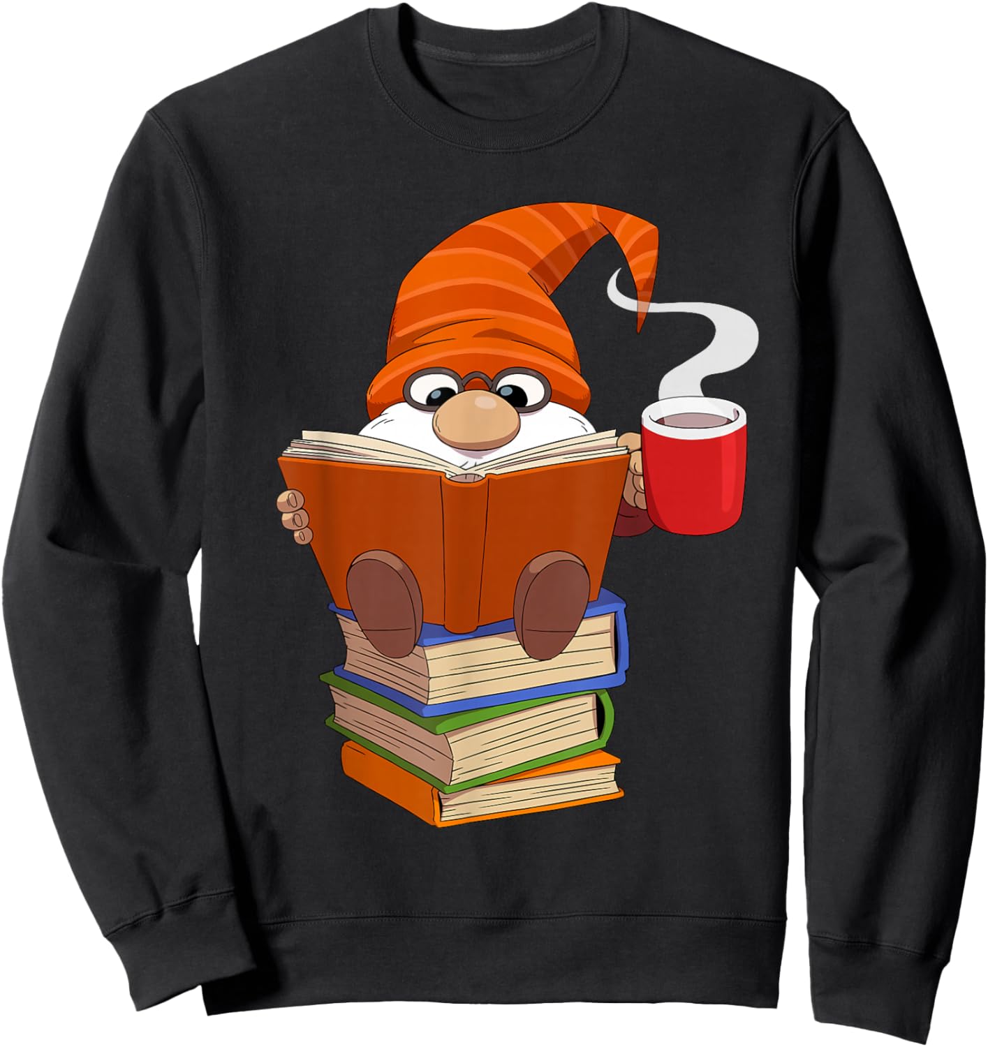 Reading Lover Book Graphic Funny Gnome Sweatshirt - Sweatshirt | Black