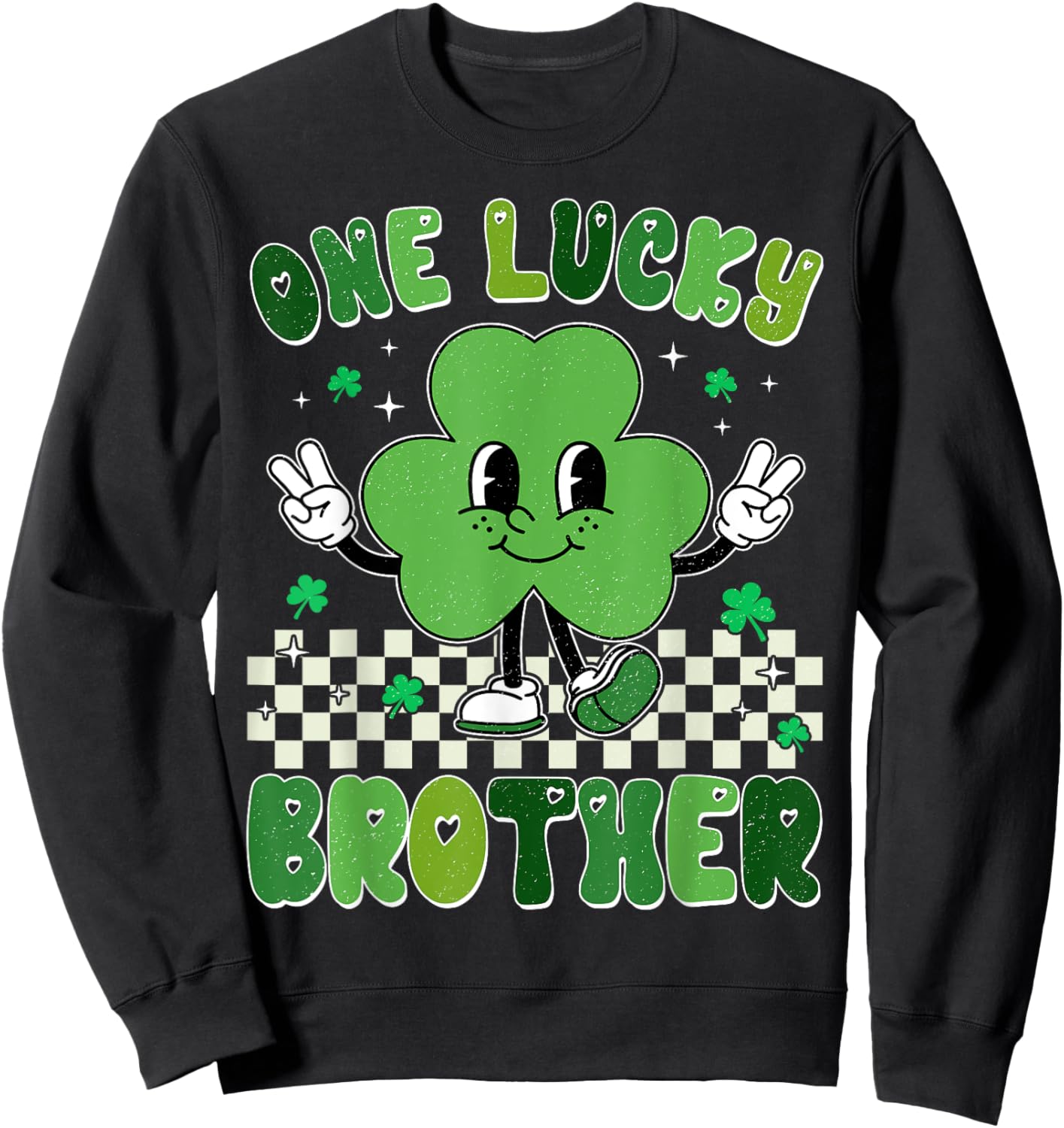 One Lucky Brother St Patrick's Day Shamrock Kids Boy Toddler Sweatshirt - Sweatshirt | Black
