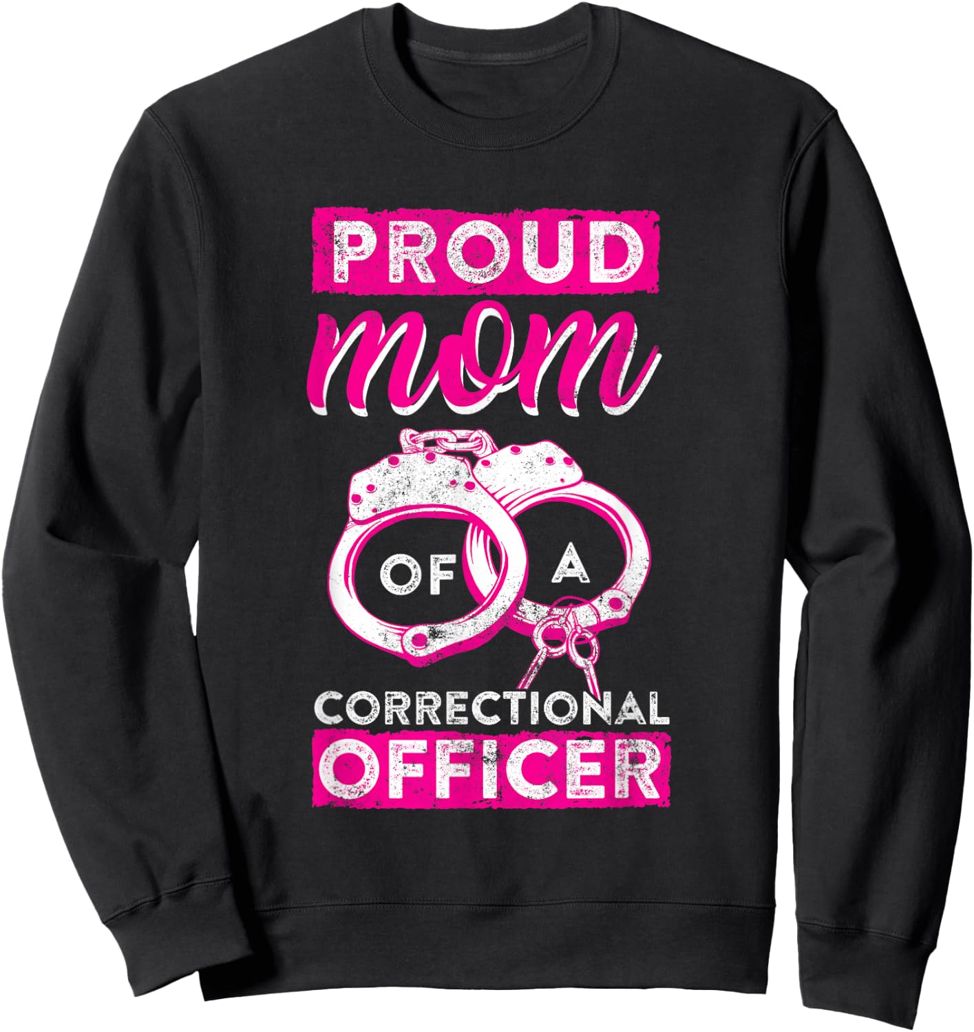 Correctional Officer Proud Mom Thin Silver Line Sweatshirt - Sweatshirt | Black