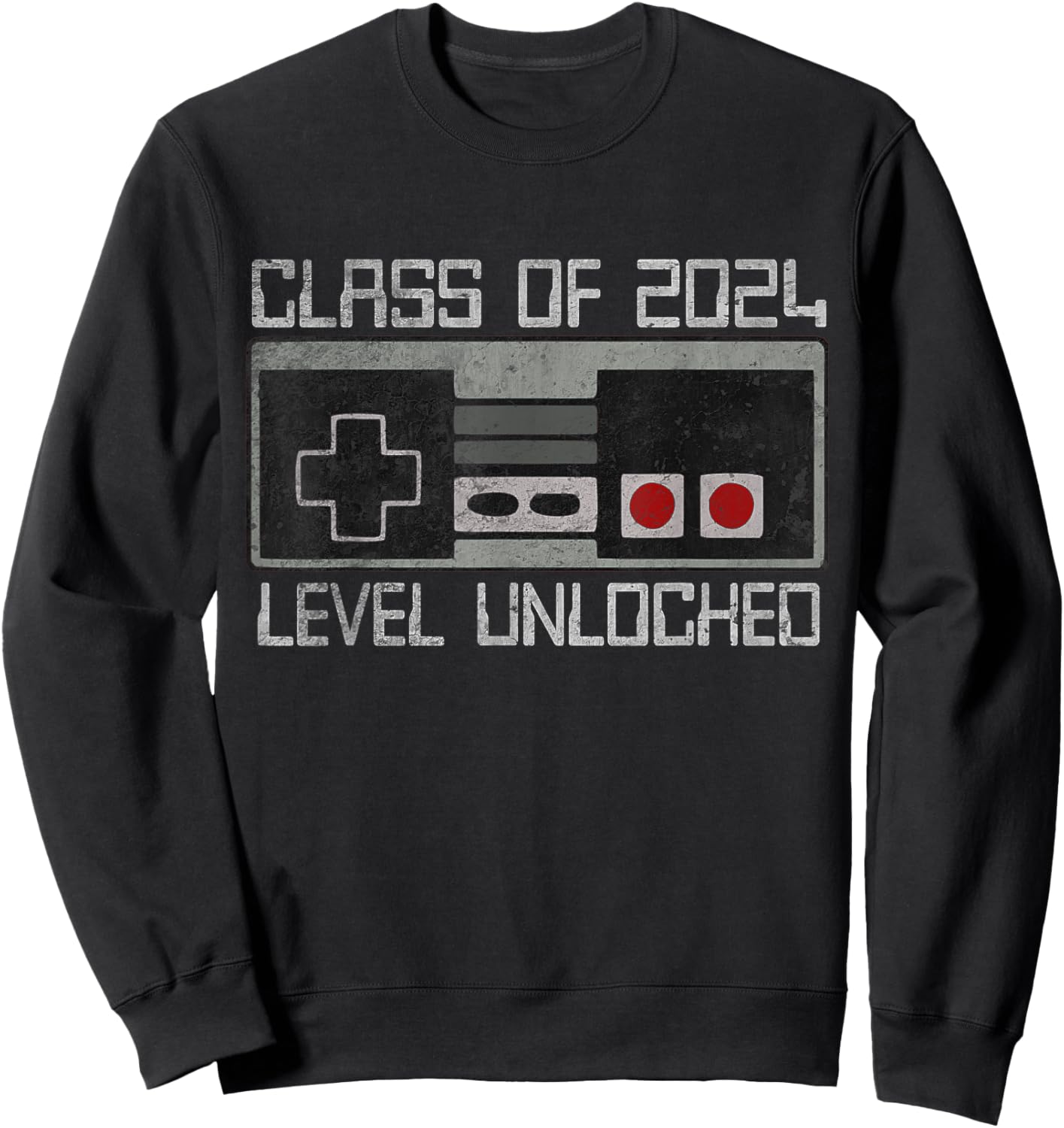 Class Of 2024 Level Unlocked Senior Gamer Graduation Sweatshirt - Sweatshirt | Black