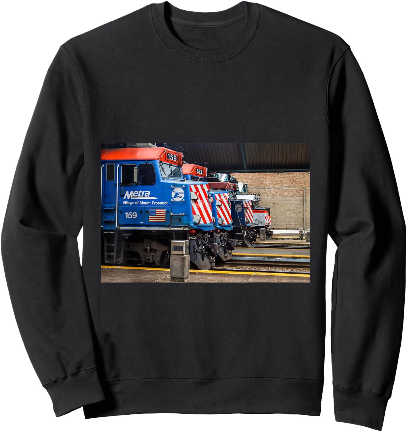 Chicago Trains Metra 159 Village of Mount Prospect , Small, Black Sweatshirt - Sweatshirt | Black