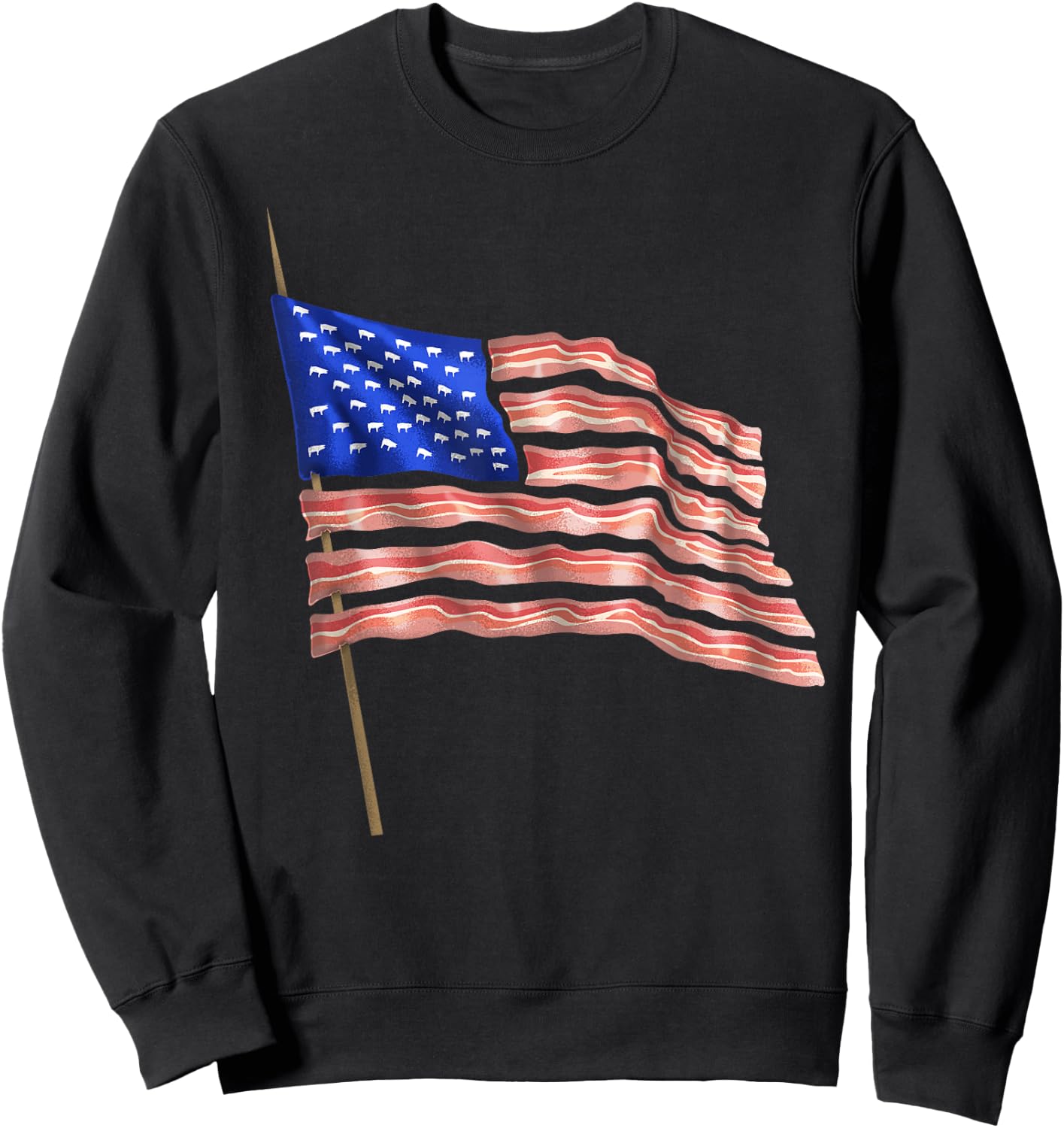 USA Bacon Flag | Cute US Dried Pigs Funny 4th Of July Gift Sweatshirt - Sweatshirt | Black