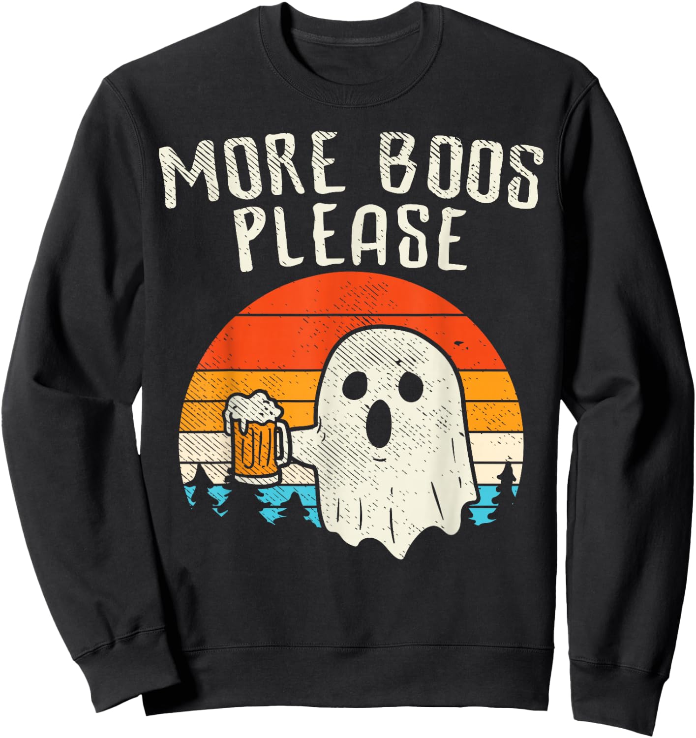 More Boos Please Ghost Beer Retro Halloween Drinking Men Sweatshirt - Sweatshirt | Black