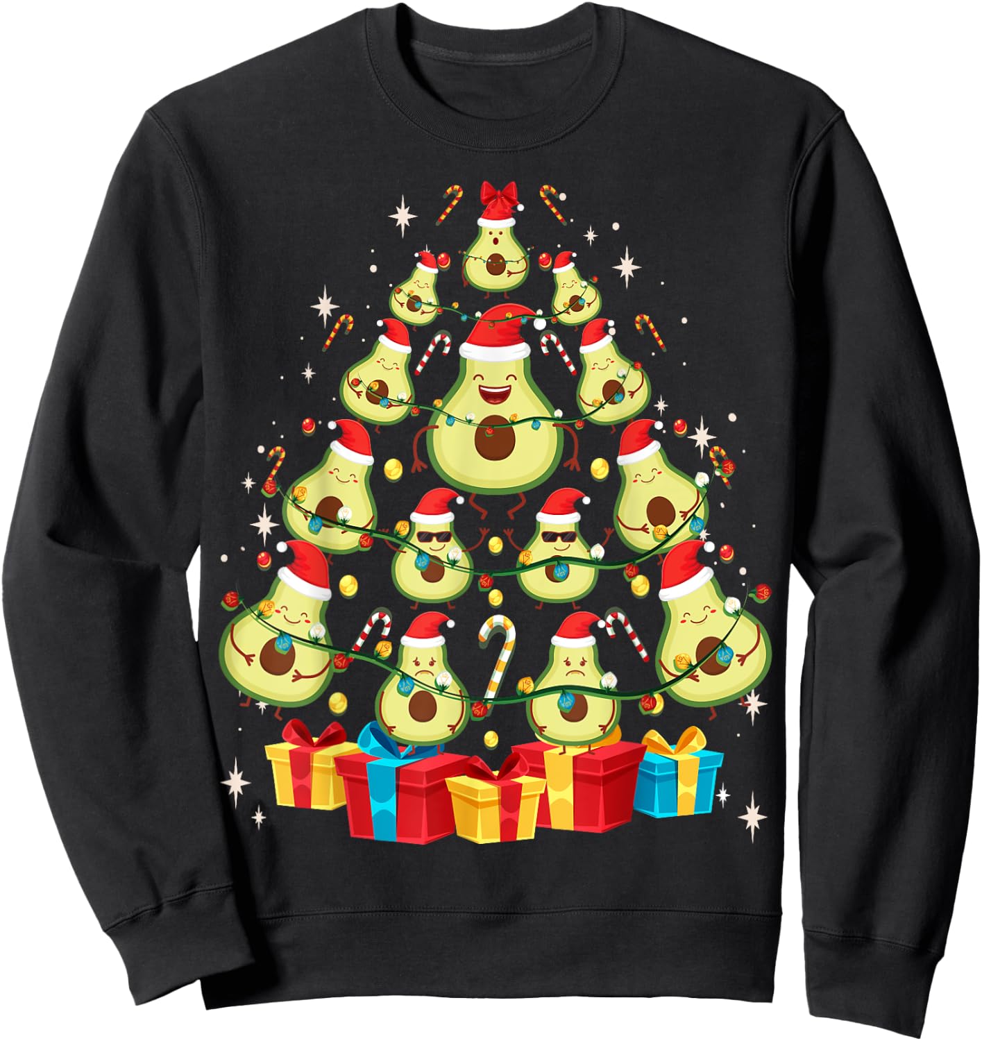 Avocado Plant Based Christmas Tree - Avocado Lover Christmas Sweatshirt - Sweatshirt | Black