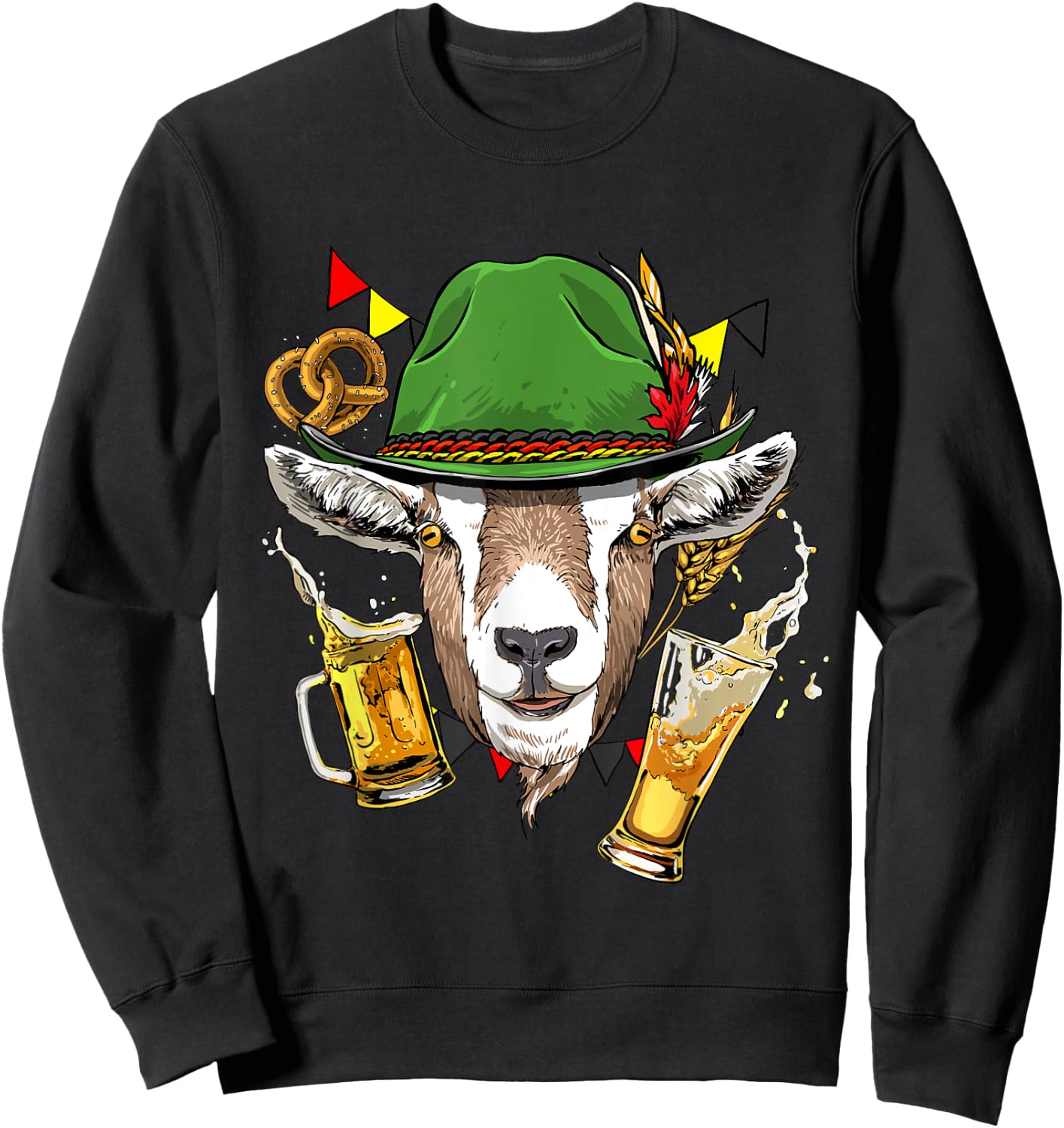Oktoberfest Shirt Lederhosen Goat Farm Animal Goat Lover Sweatshirt - Sweatshirt | Black