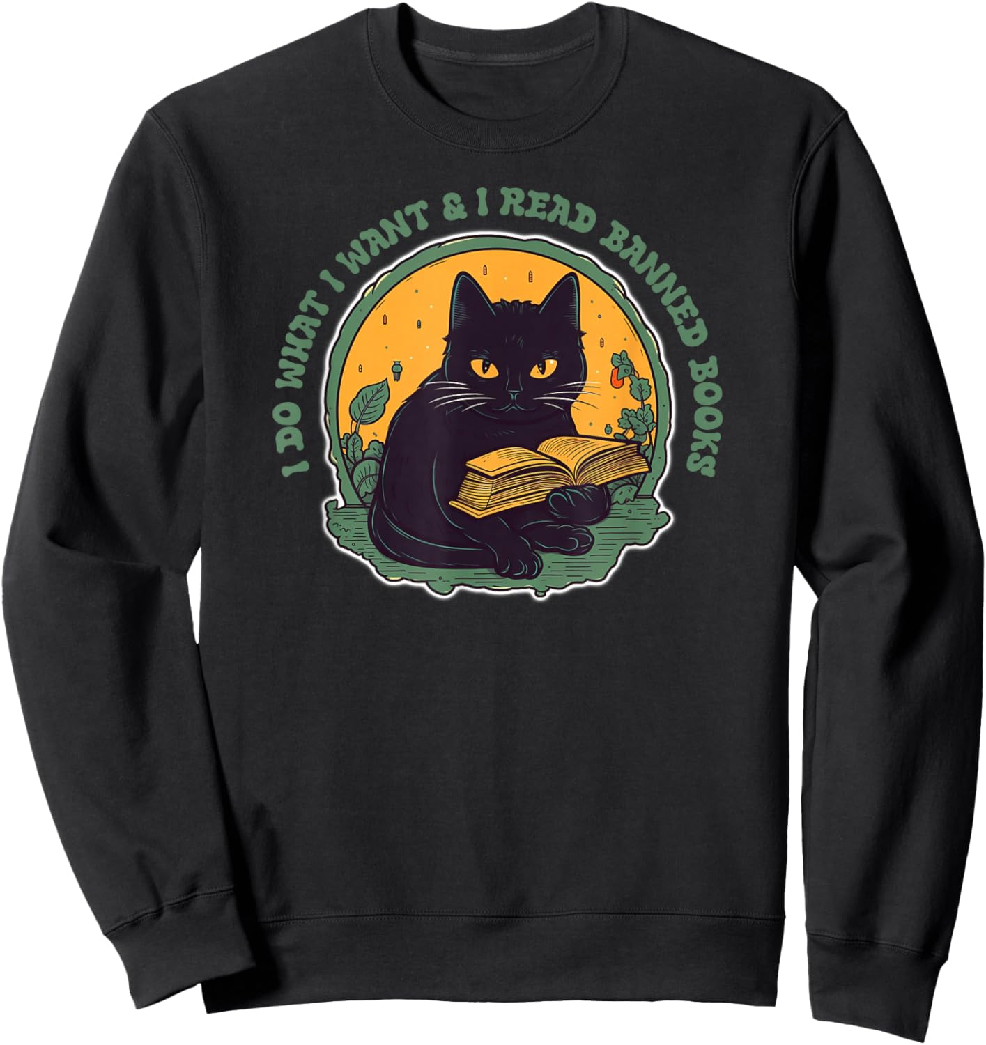 Funny Cat Reading - Read Banned Books Sweatshirt - Sweatshirt | Black