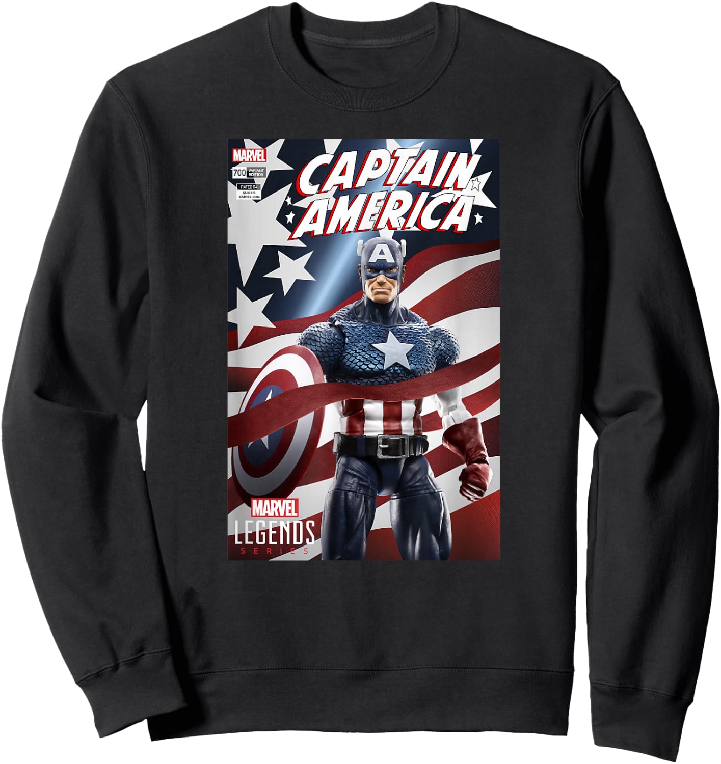 Marvel Legends Series Captain America Comic Cover Sweatshirt - Sweatshirt | Black