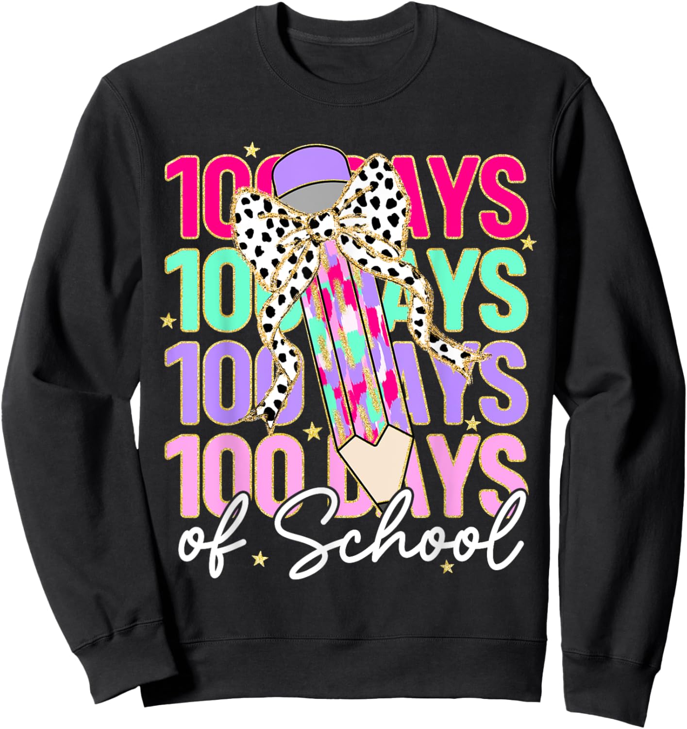 100 Days of School Teacher 100th Day of School Girls Kids Sweatshirt - Sweatshirt | Black