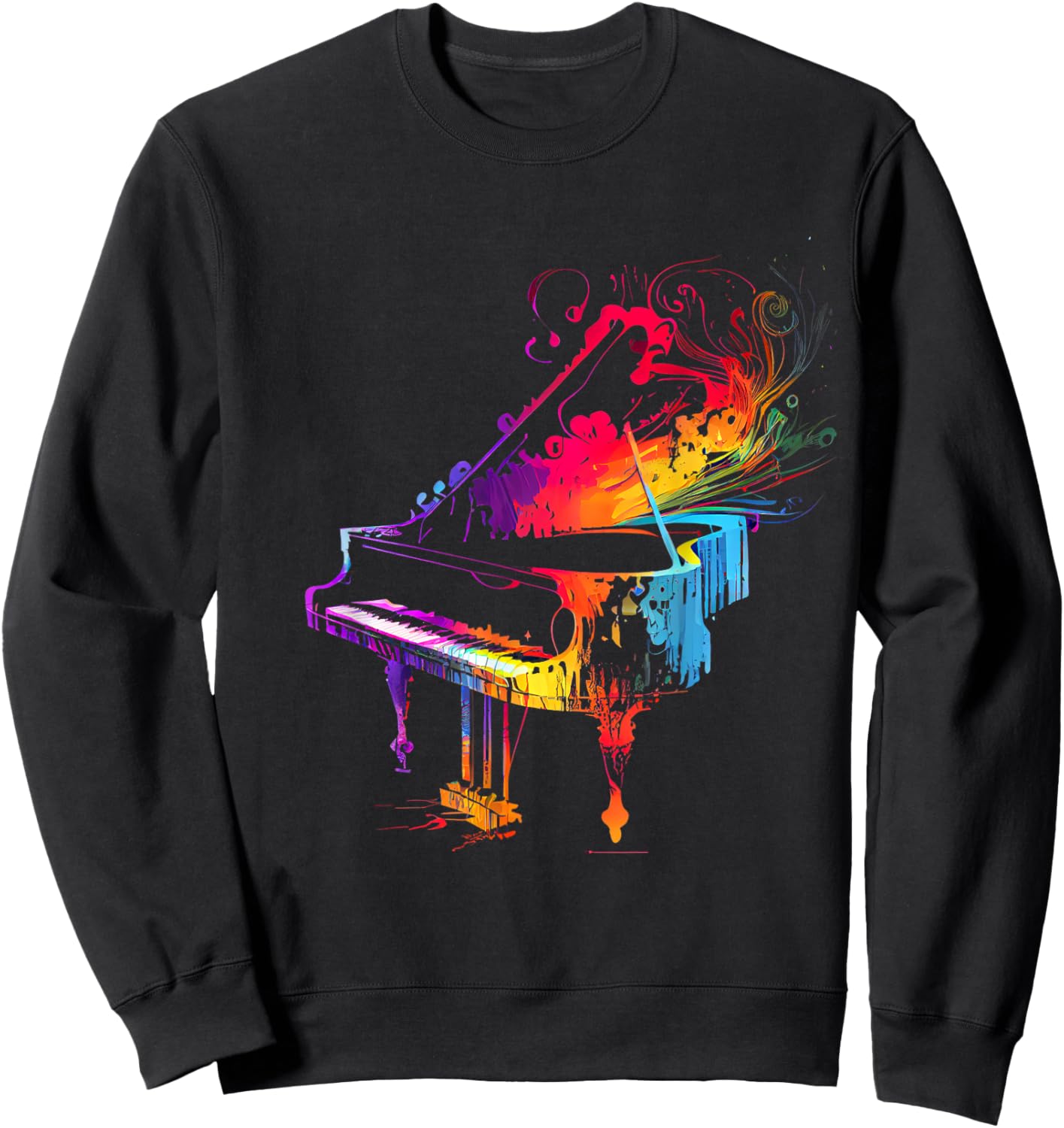 Piano Musician Piano Player Gifts & Designs -Adults, -Kids Black Small Colorful Modern Lace Sweatshirt - Sweatshirt | Black