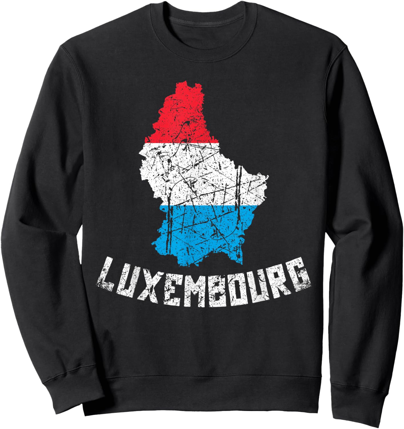 Luxembourg Flag Distressed Men Women Kids Luxembourger Sweatshirt - Sweatshirt | Black