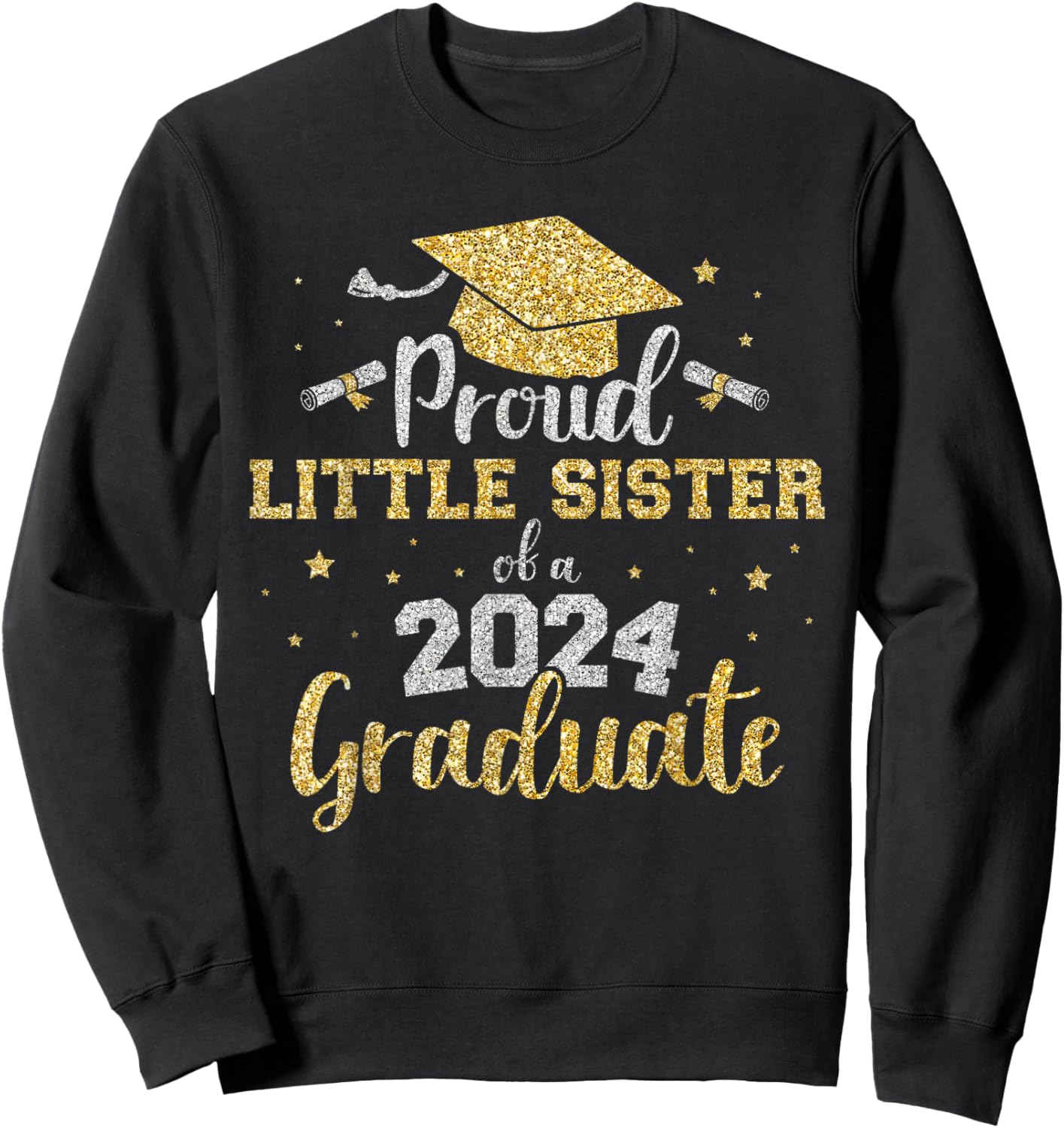 Proud little sister class of 2024 graduate senior graduation Sweatshirt - Sweatshirt | Black