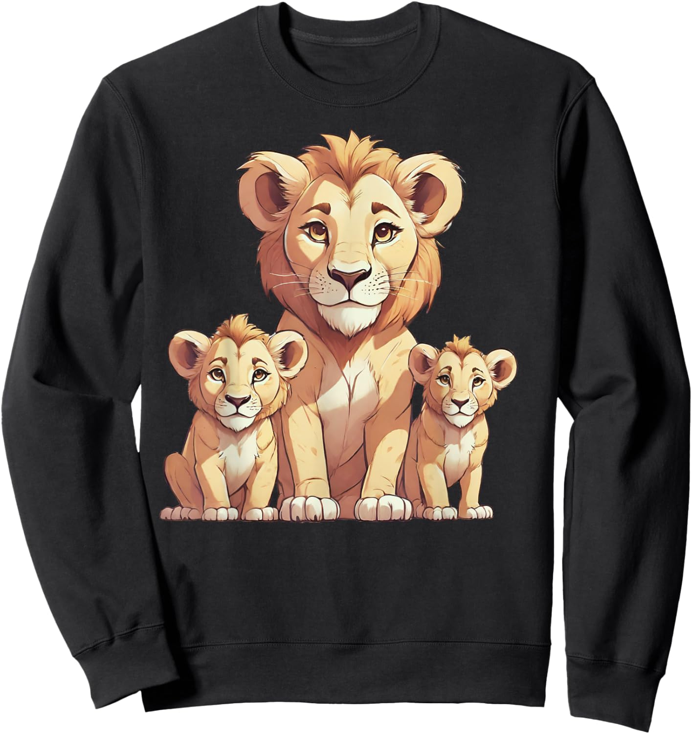 Cute Mama Lion and Cubs Family Mom Mother Gift Women Wife Sweatshirt - Sweatshirt | Black