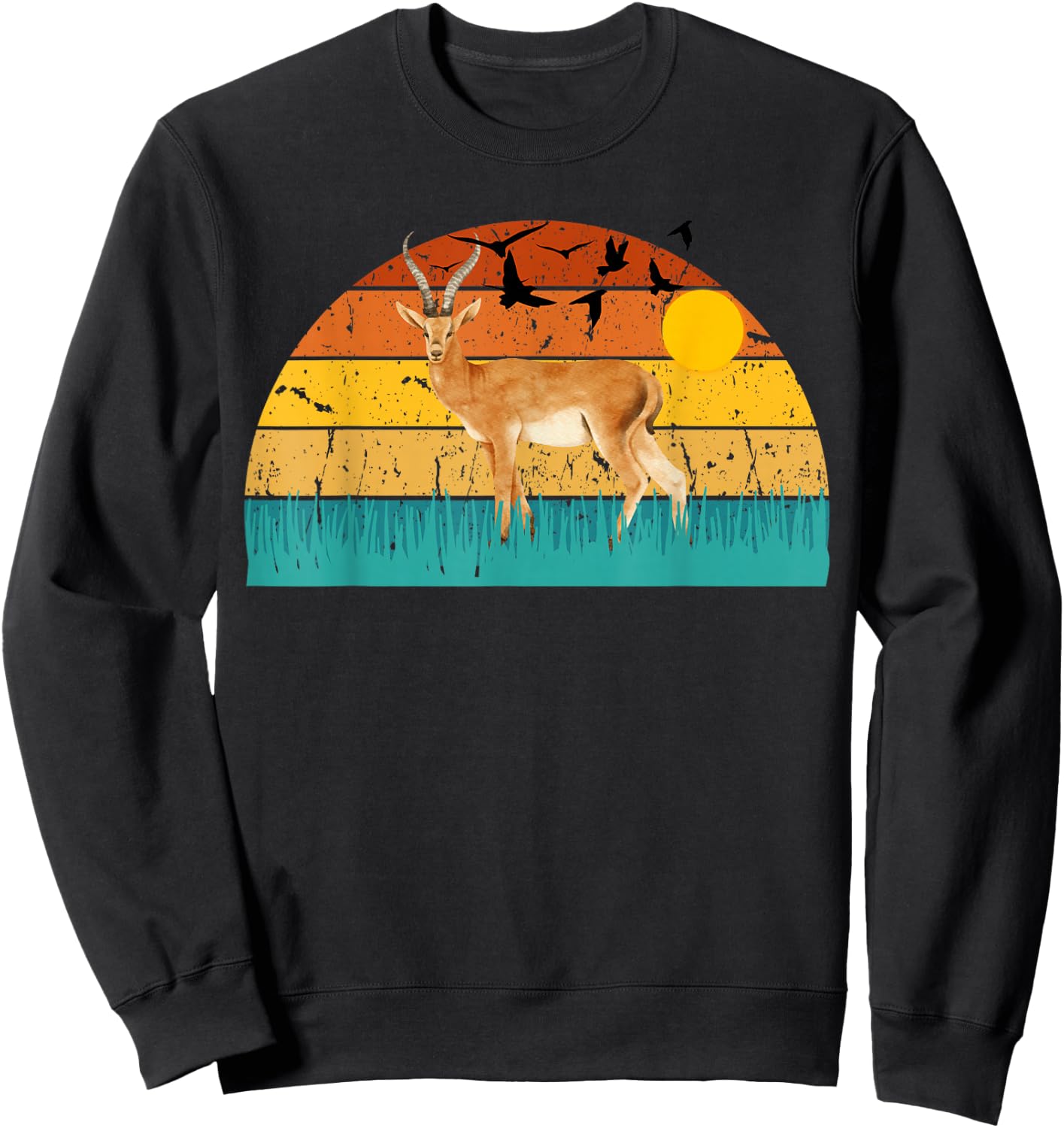 Gazelle Gazelle Lover Retro Style Animal Deers Sunset Sweatshirt - Sweatshirt | Black
