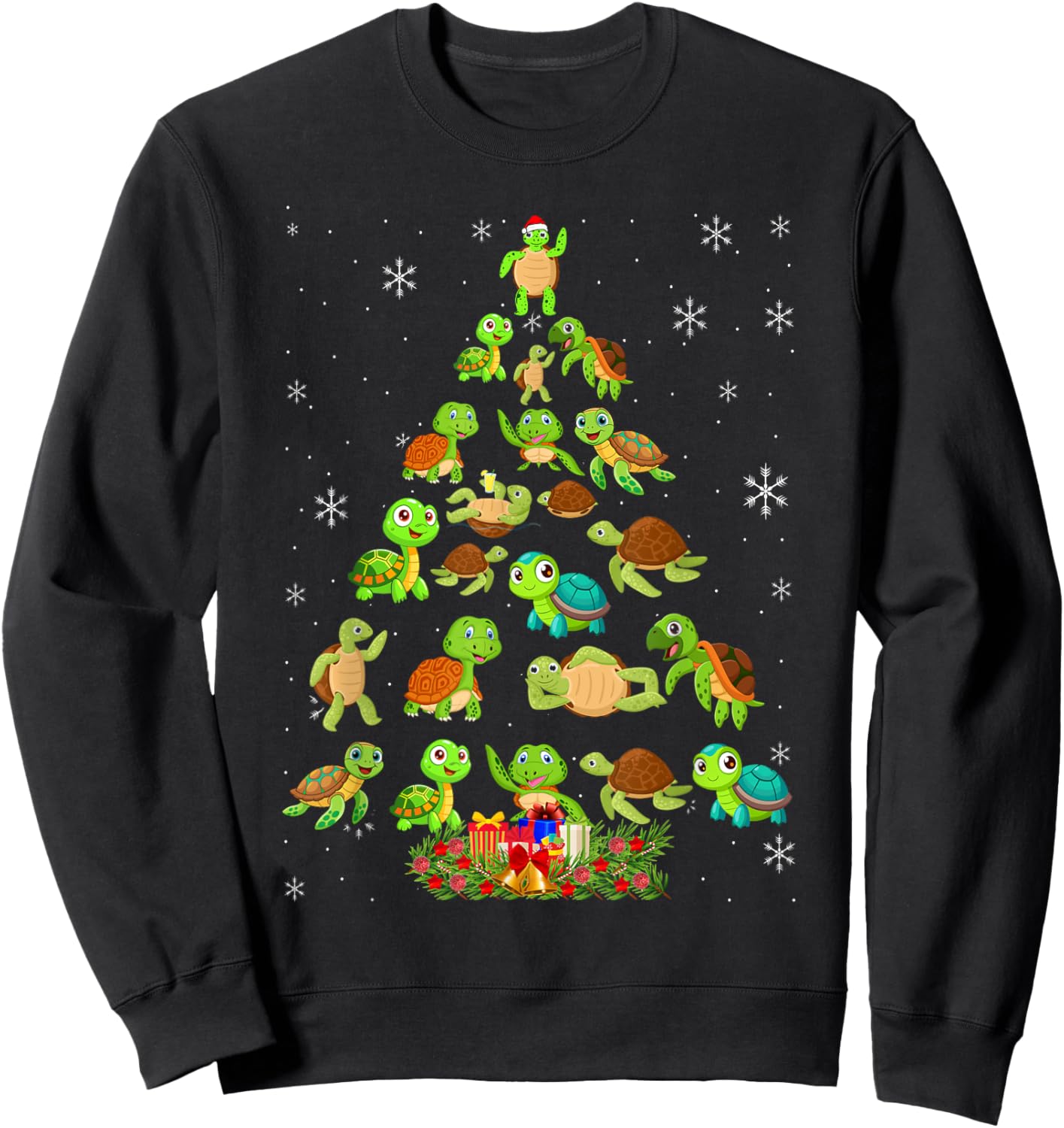 Sea Turtle Christmas Tree Matching Family Xmas Tree Sweatshirt - Sweatshirt | Black