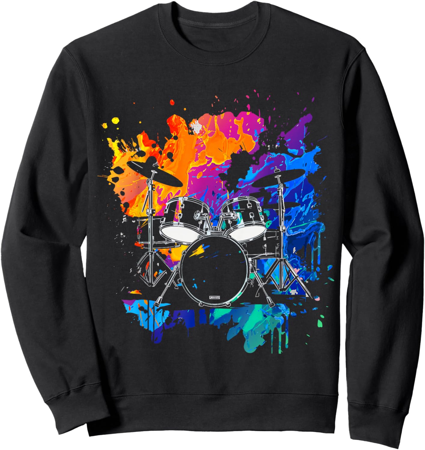 Drums Colorful Instrument Band Drum Music Sweatshirt - Sweatshirt | Black