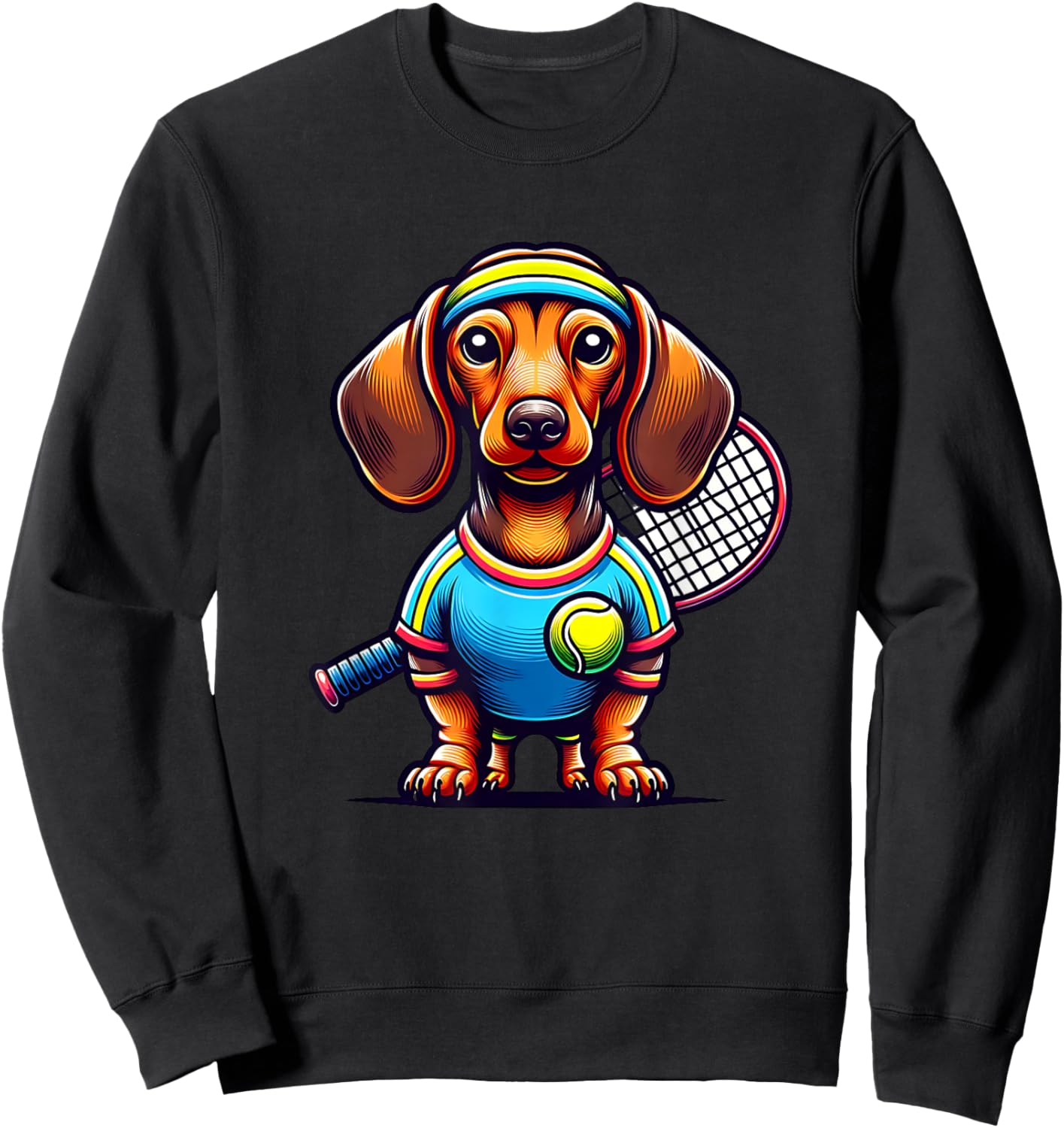 Dachshund Wiener Dog Tennis Player Dog Owner Men Women Kids Sweatshirt - Sweatshirt | Black