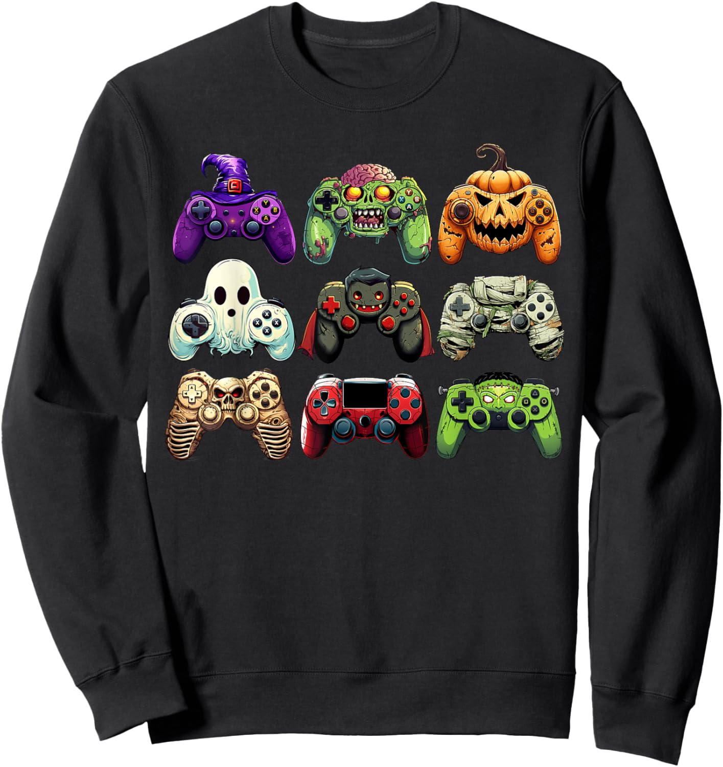 Halloween Skeleton Zombie Gaming Controllers Mummy Boys Kids Sweatshirt - Sweatshirt | Black