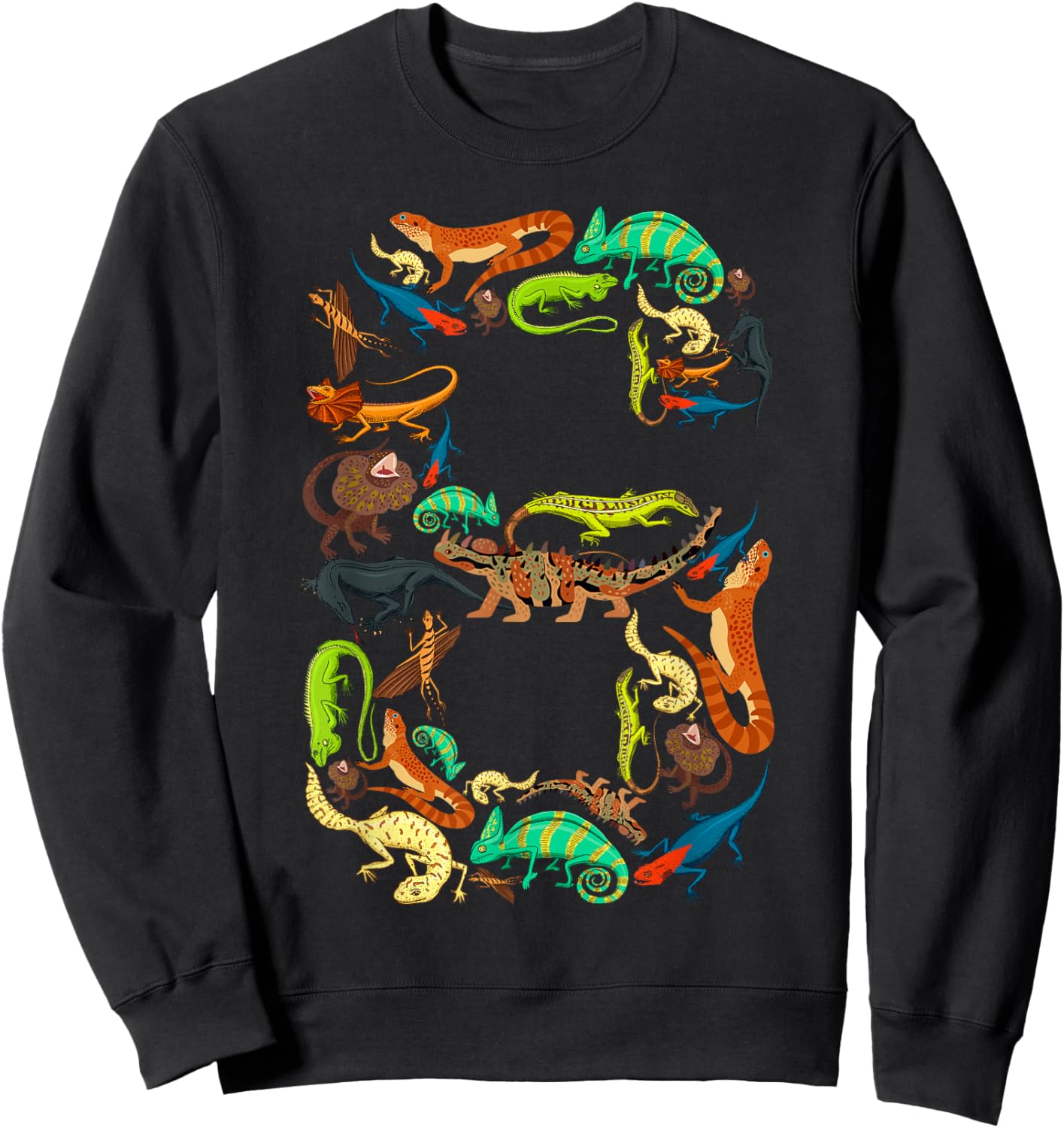 Kids 6th Birthday Reptiles Lizards Theme 6 Year Old Boys Sweatshirt - Sweatshirt | Black