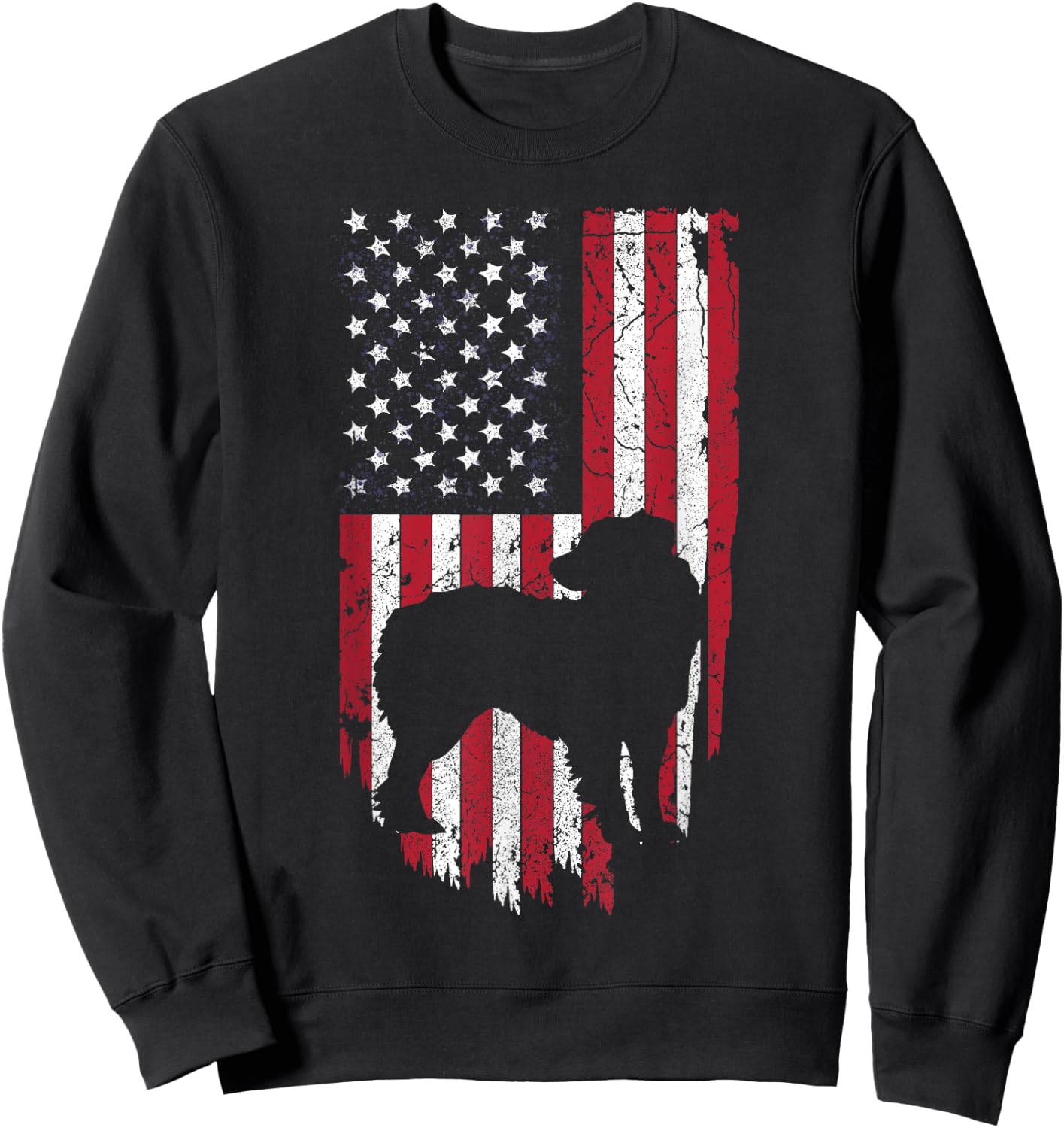 Australian Shepherd Dog Mom Dad Shirts, 4th Of July USA Flag Women Kids Men Sweatshirt - Sweatshirt | Black