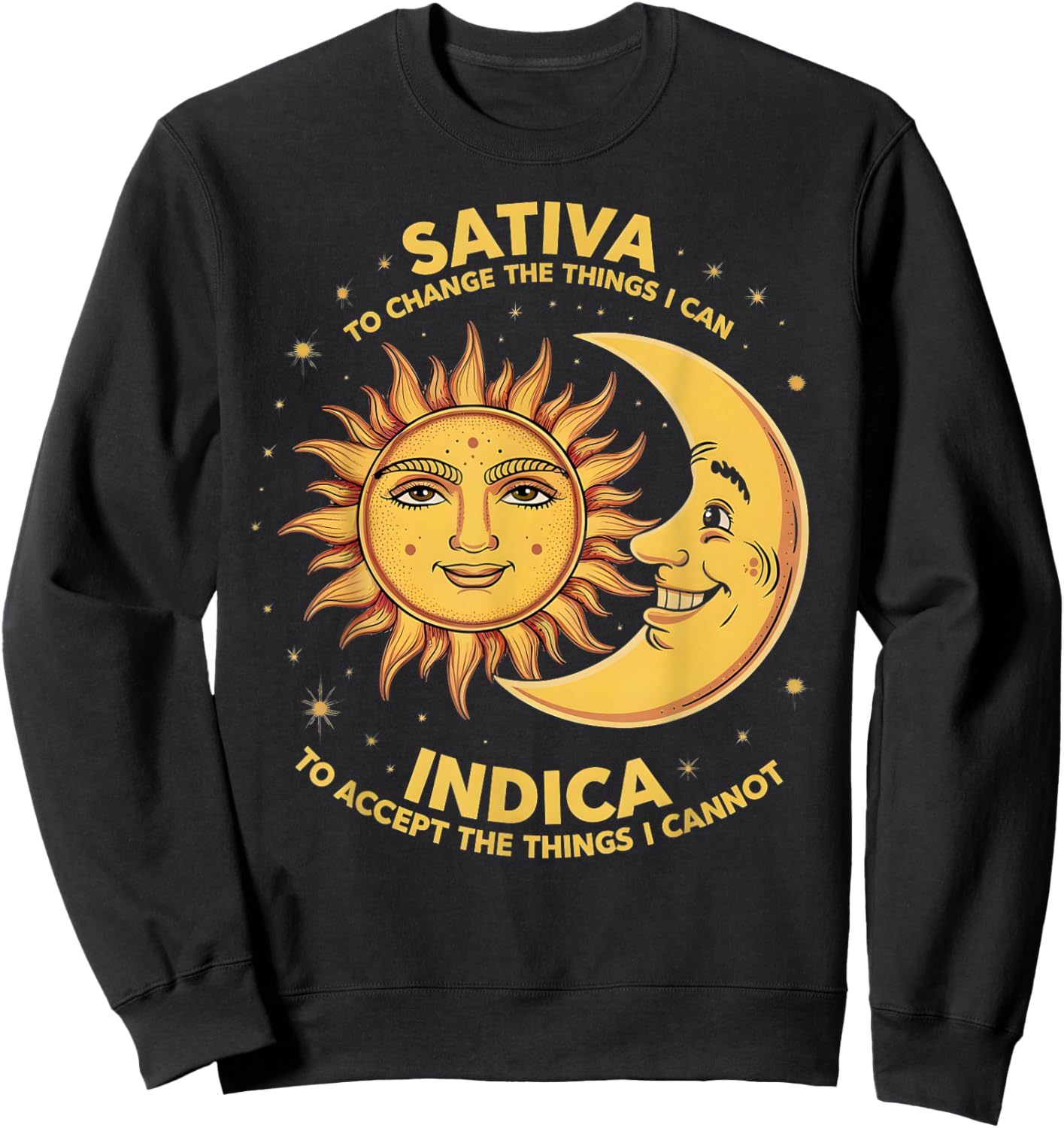 Cosmic Harmony Botanical Balance Mindset Sativa To Change Things Indica To Accept Things , Small, Black Sweatshirt - Sweatshirt | Black