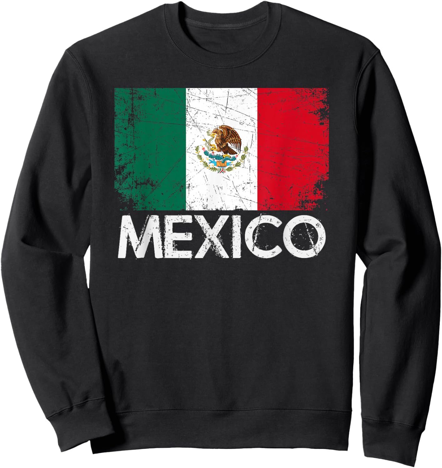 Mexican Flag | Vintage Made in Mexico Gift Sweatshirt - Sweatshirt | Black
