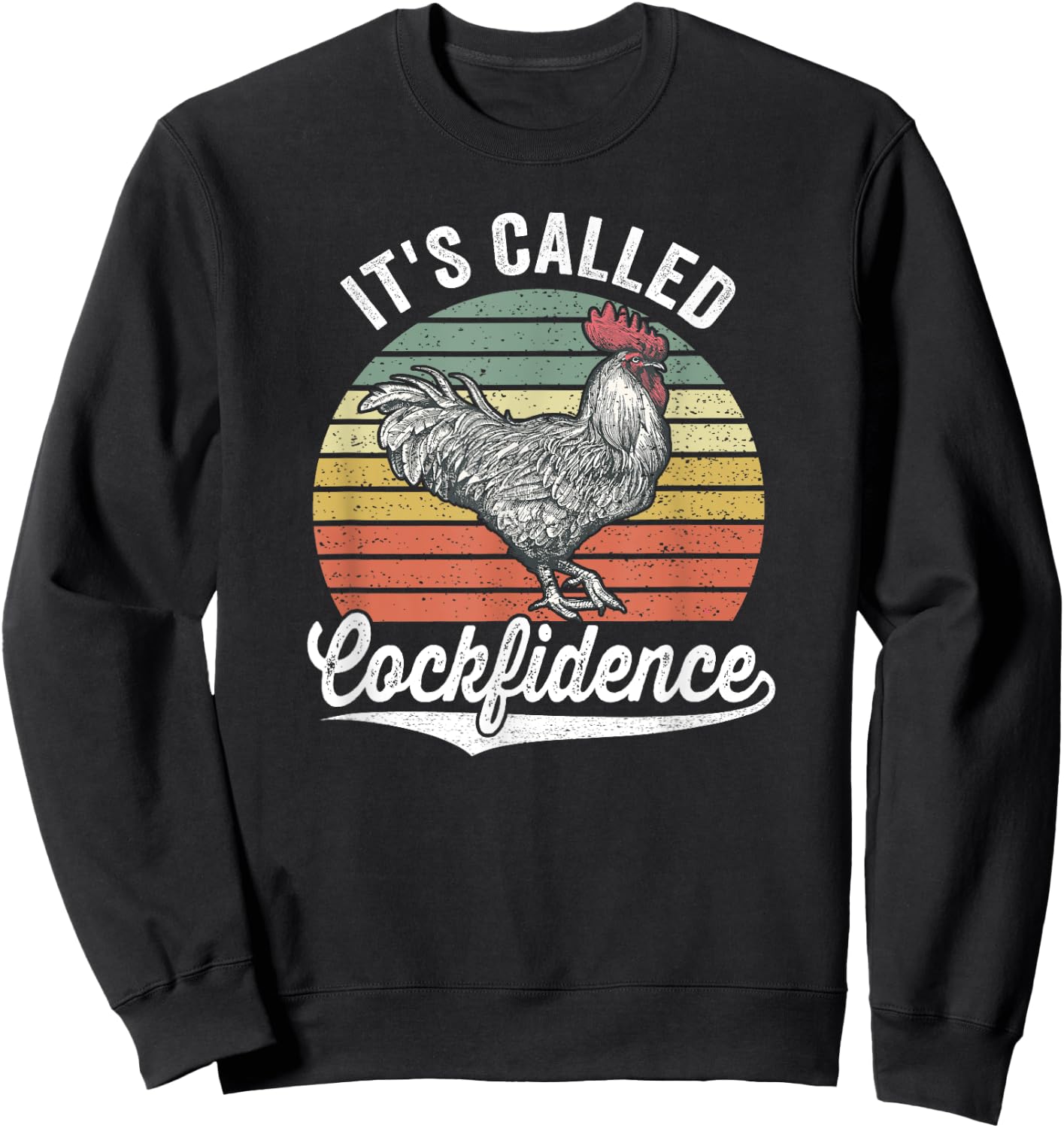 Retro Alpha Fighting Rooster Its Called Cockfidence Cocky Sweatshirt - Sweatshirt | Black