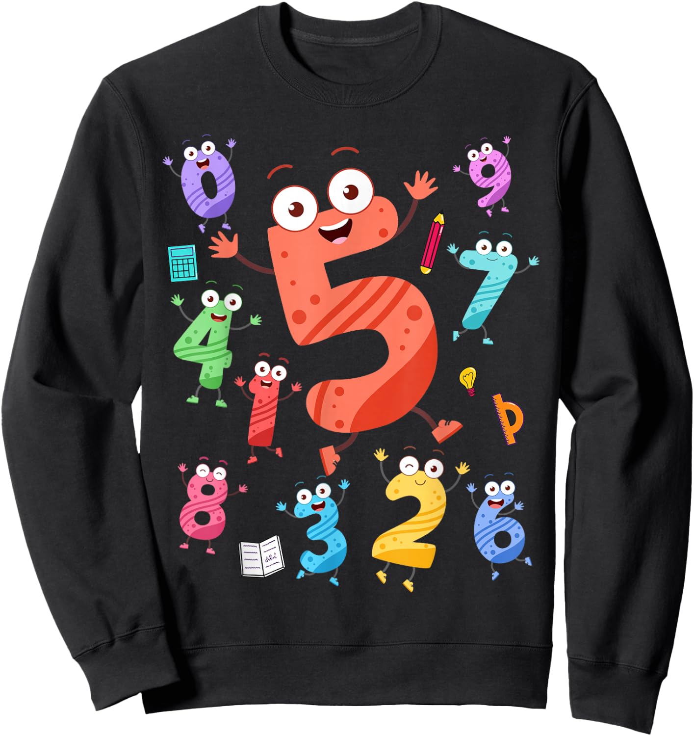 Maths Day Number Costume With Number 5 Idea For Kids Number Sweatshirt - Sweatshirt | Black