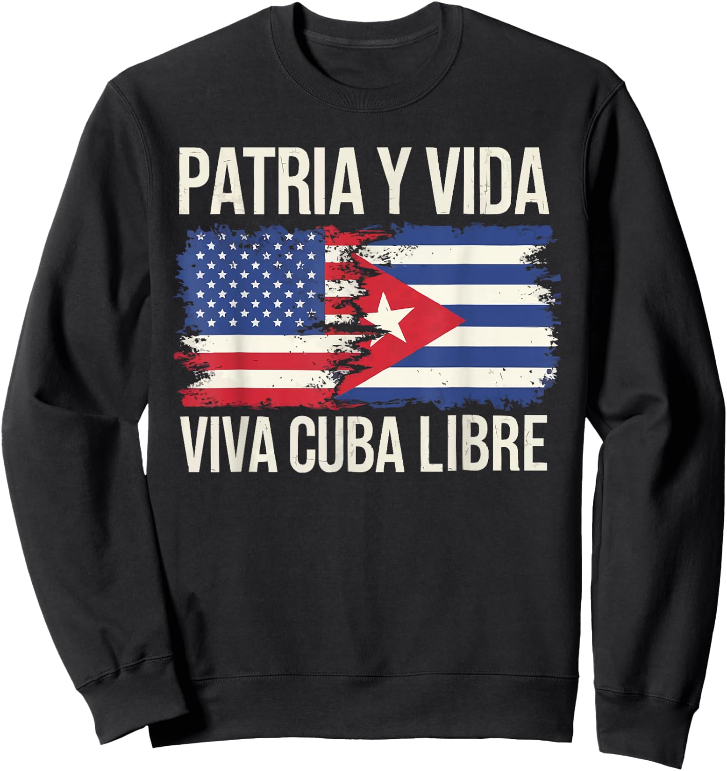 Half Cuban Half American Country USA Flag Cuba America Sweatshirt - Sweatshirt | Black