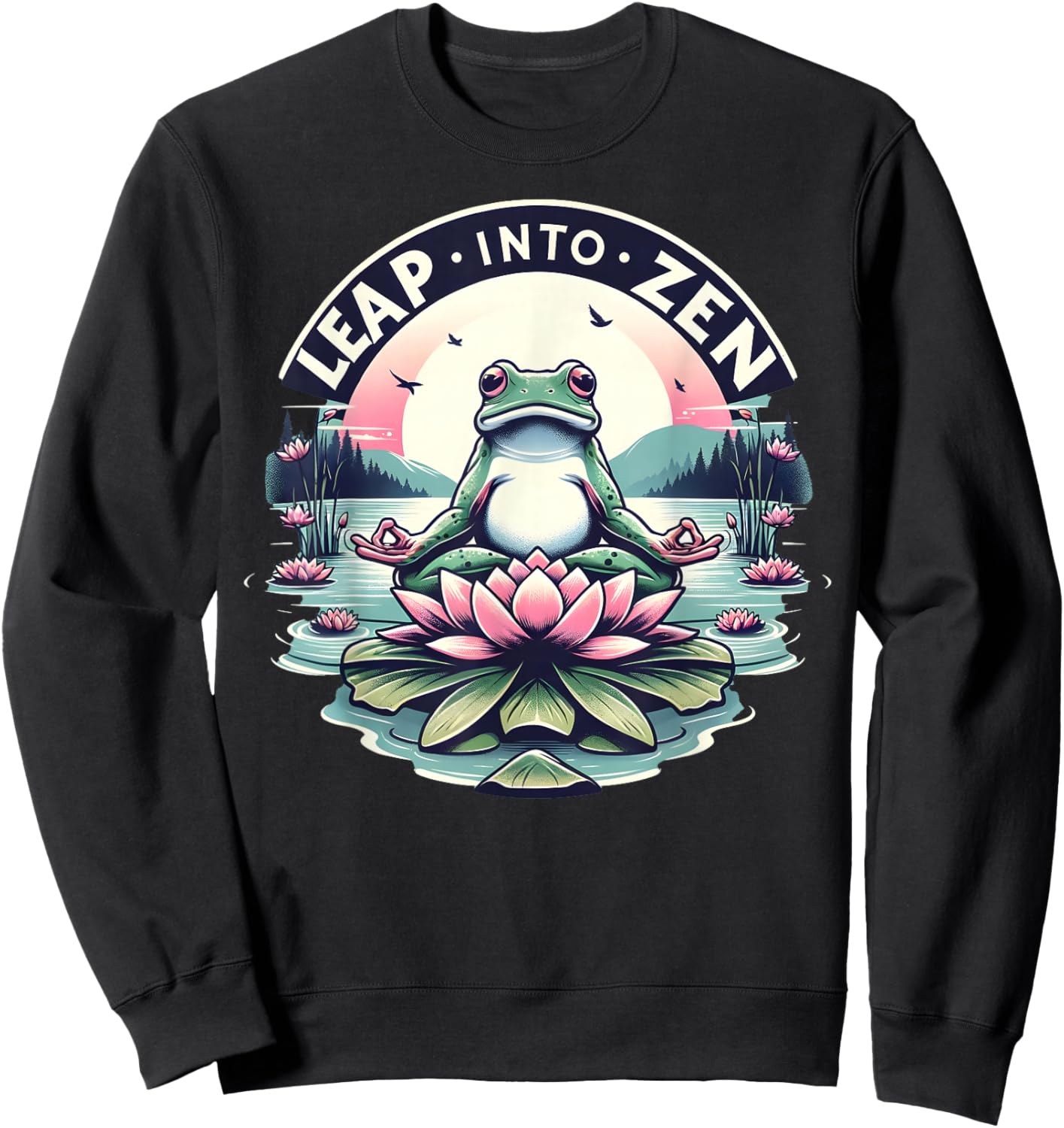 Meditative Frog Lotus Pose Yoga Zen Peaceful Mind Sweatshirt - Sweatshirt | Black