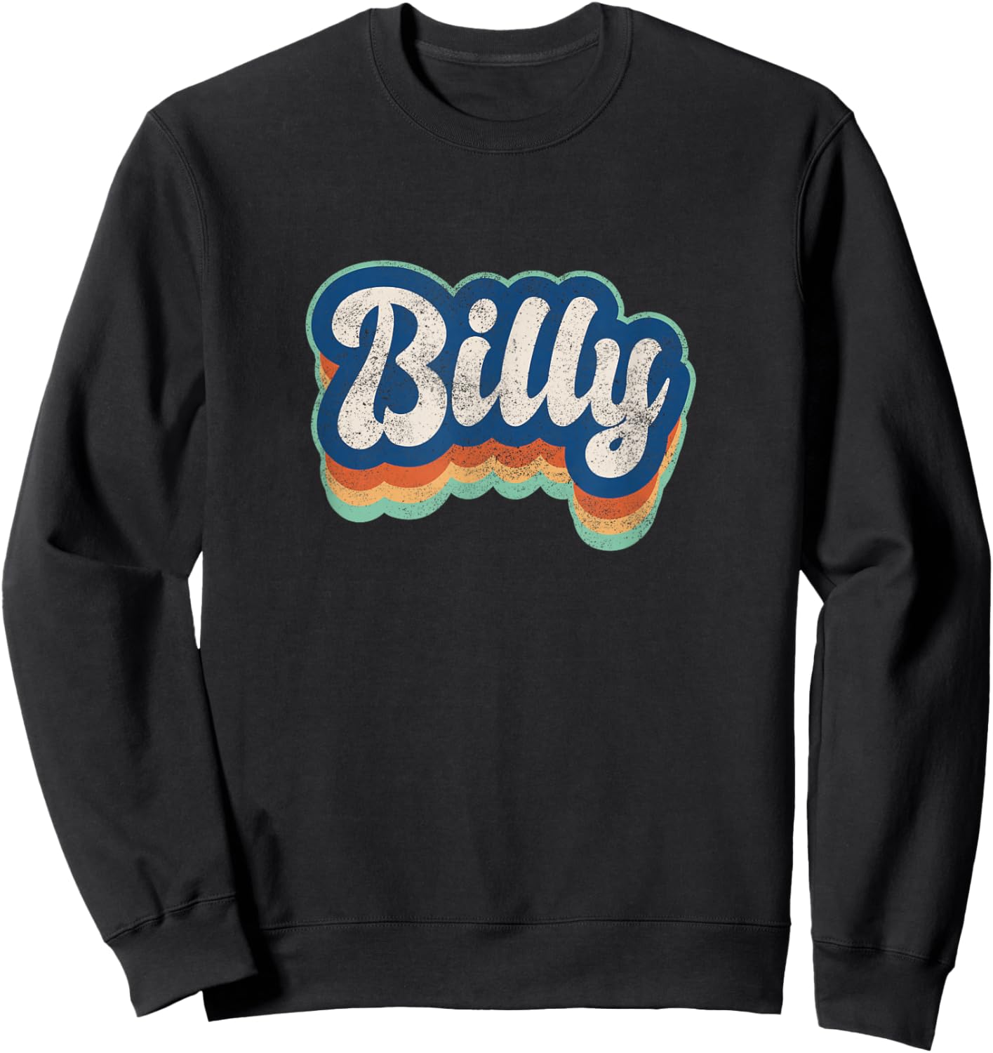 Billy First Name Boy Vintage Style 70s 80s Personalized Sweatshirt - Sweatshirt | Black