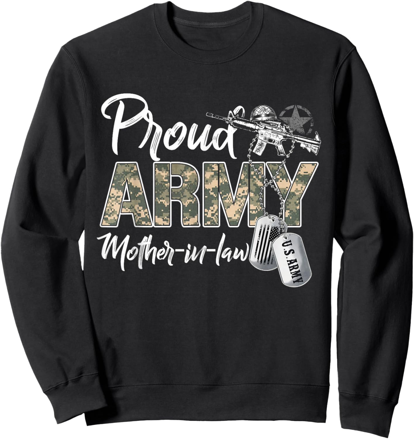 Proud Army Mother-In-Law US Army Family Matching Military Sweatshirt - Sweatshirt | Black