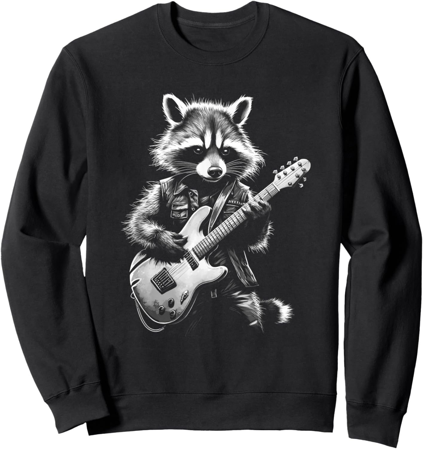 Rock Raccoon Playing Guitar - Funny Guitar Raccoon Sweatshirt - Sweatshirt | Black