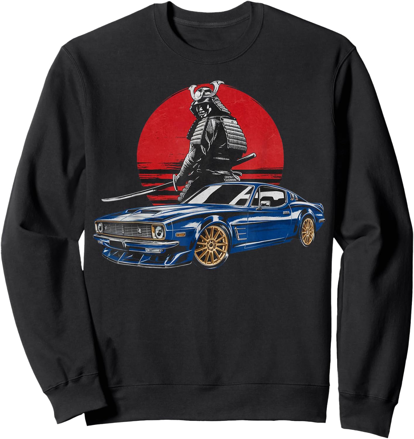Retro Vintage Japanese Warrior JDM Ride Legendary Race Car T Sweatshirt - Sweatshirt | Black