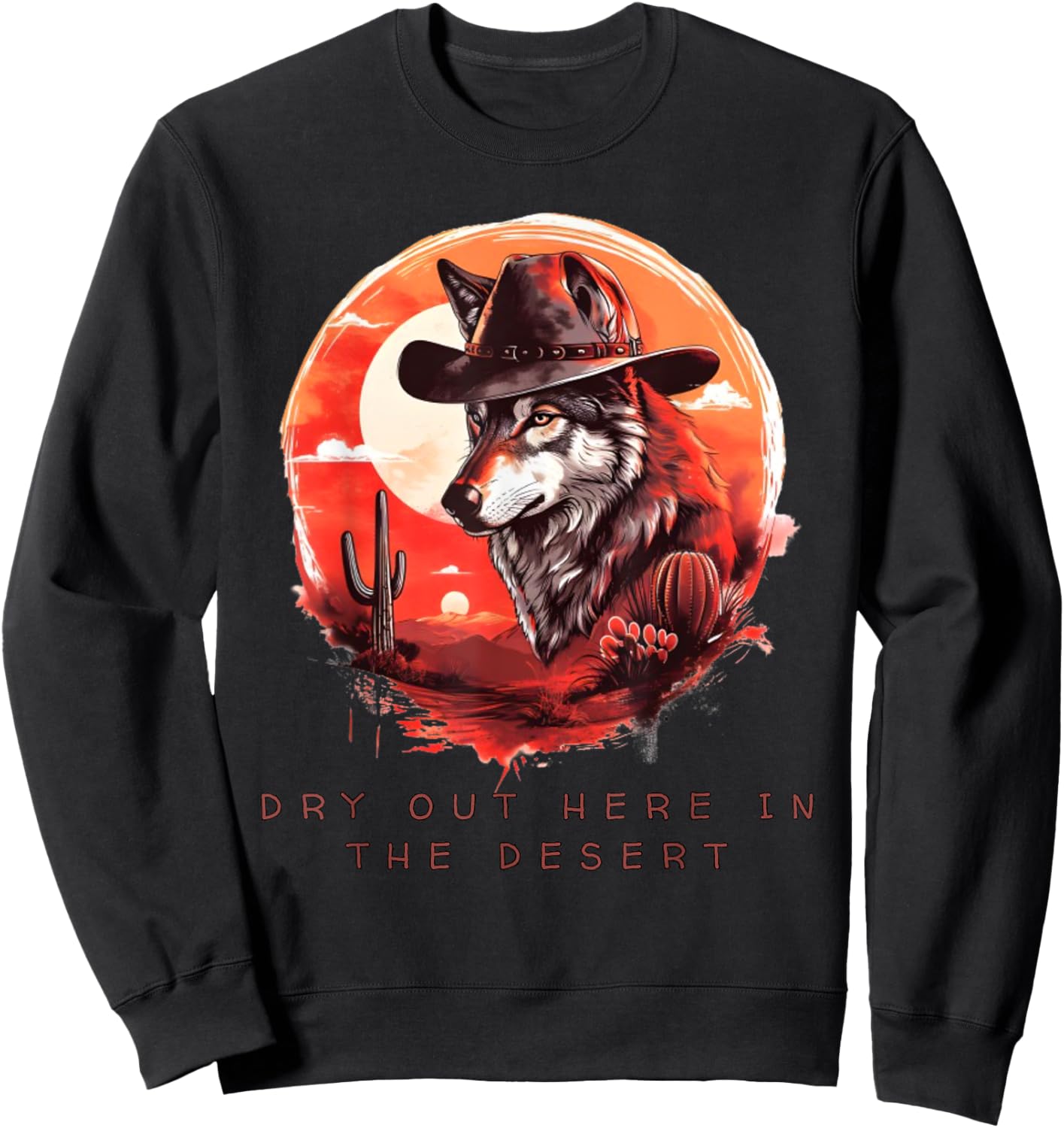 Majestic Desert Wolf - Cowboy Wolf Sweatshirt - Sweatshirt | Black