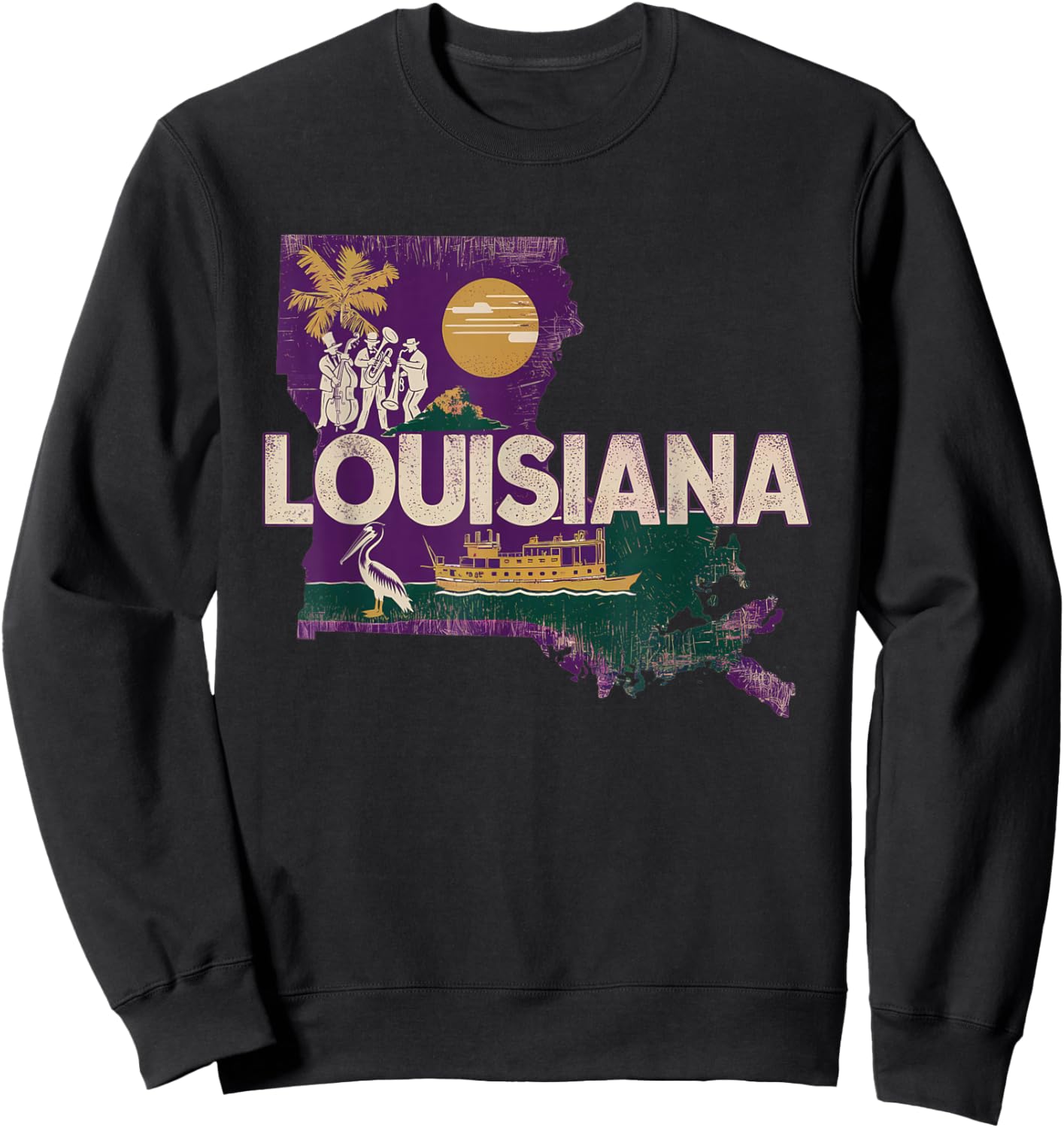 Louisiana State of Louisiana Retro Louisiana Sweatshirt - Sweatshirt | Black