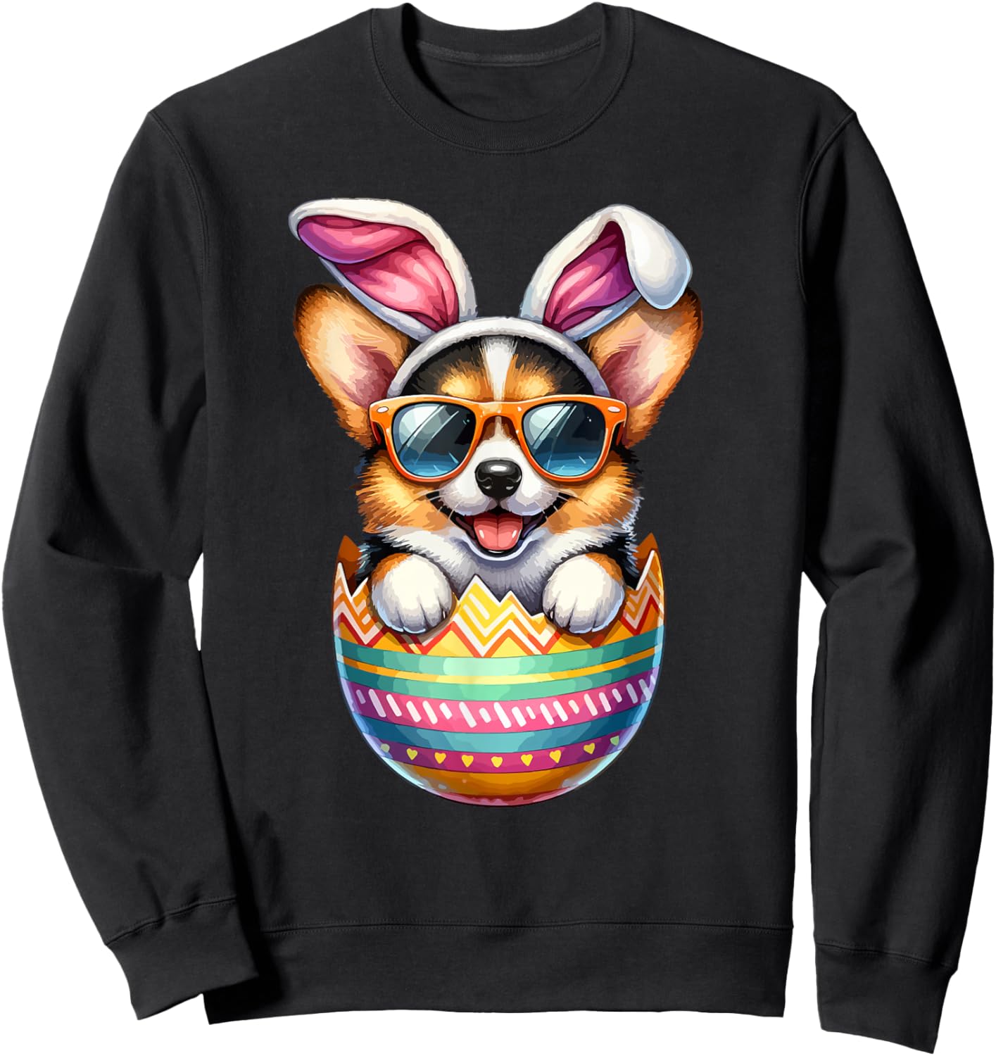 Cute Pembroke Welsh Corgi Egg Easter Day Dog Dad Dog Mom Sweatshirt - Sweatshirt | Black