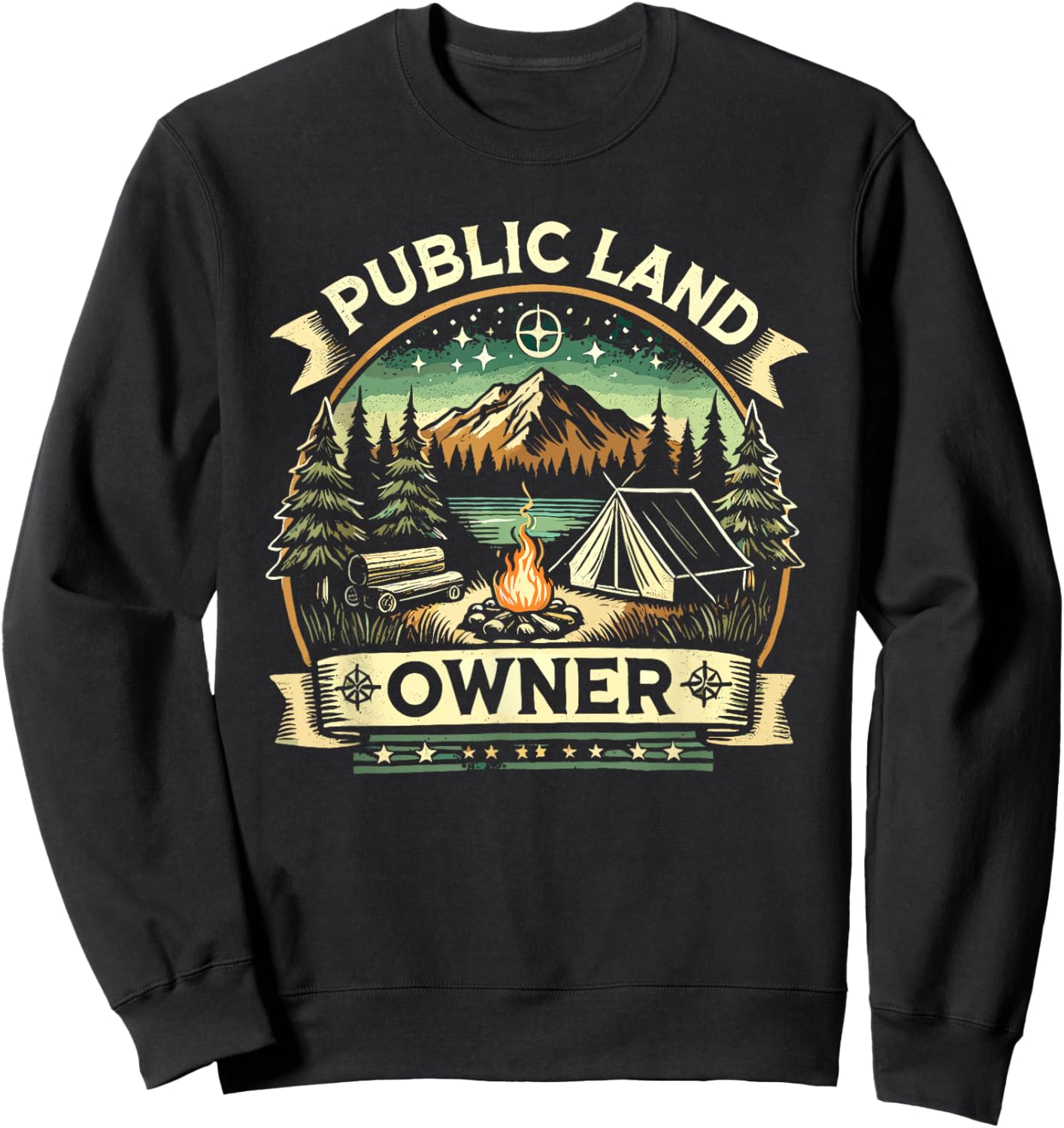 Public Land Owner Outdoor Camping Sweatshirt - Sweatshirt | Black