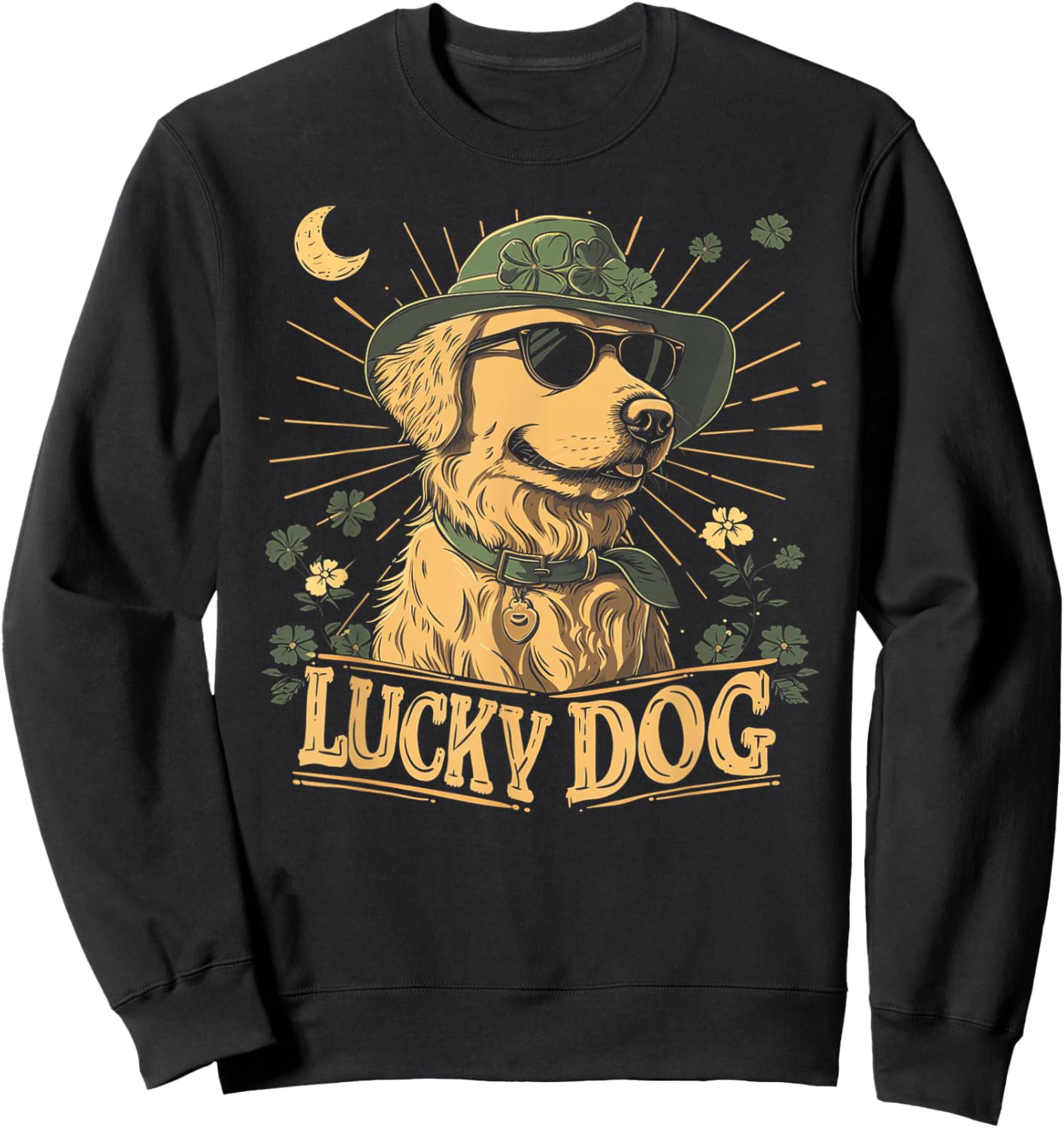 Golden Retriever Dog - St. Patrick's Day Saint Paddy's Irish Women Kids Sweatshirt - Sweatshirt | Black