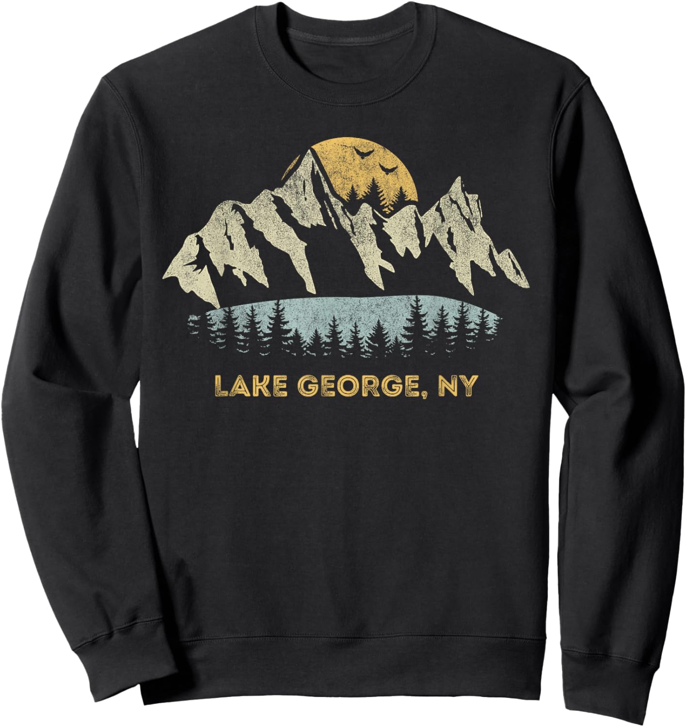 Lake George New York Mountain Sunset Sunrise NY Sweatshirt - Sweatshirt | Black
